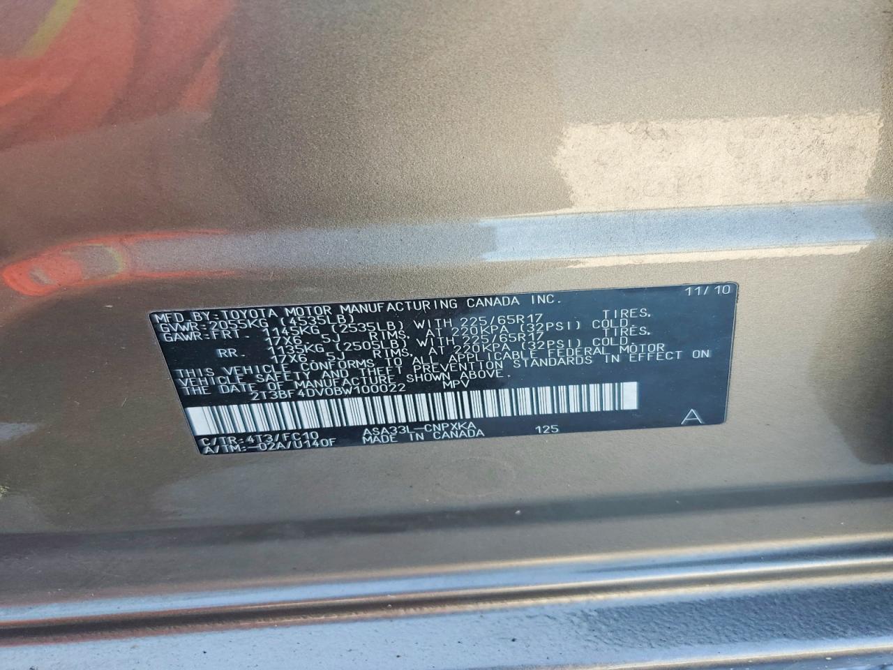 2011 Toyota Rav4 Base Gray vin: 2T3BF4DV0BW100022