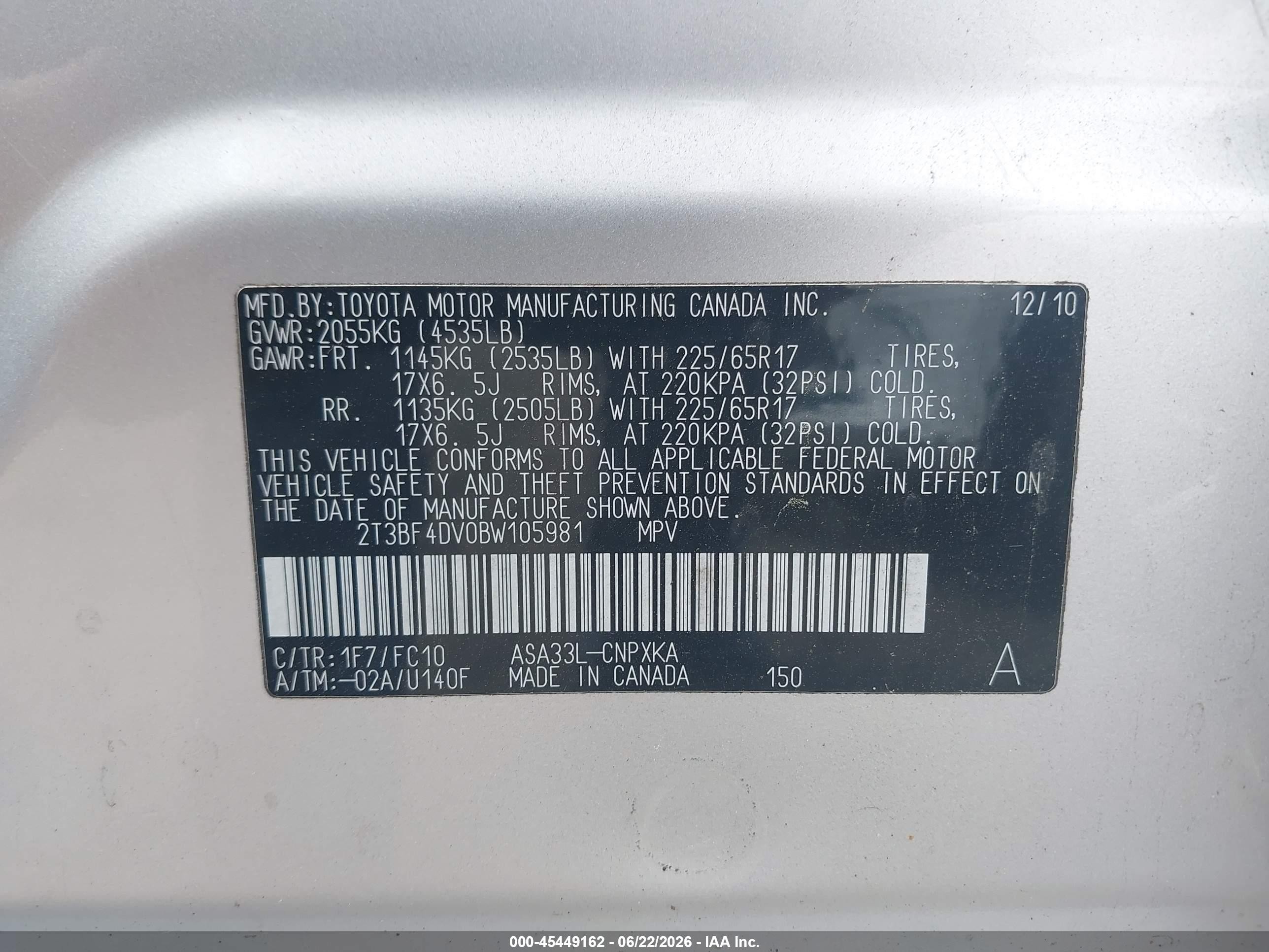 2011 Toyota Rav4   Silver vin: 2T3BF4DV0BW105981