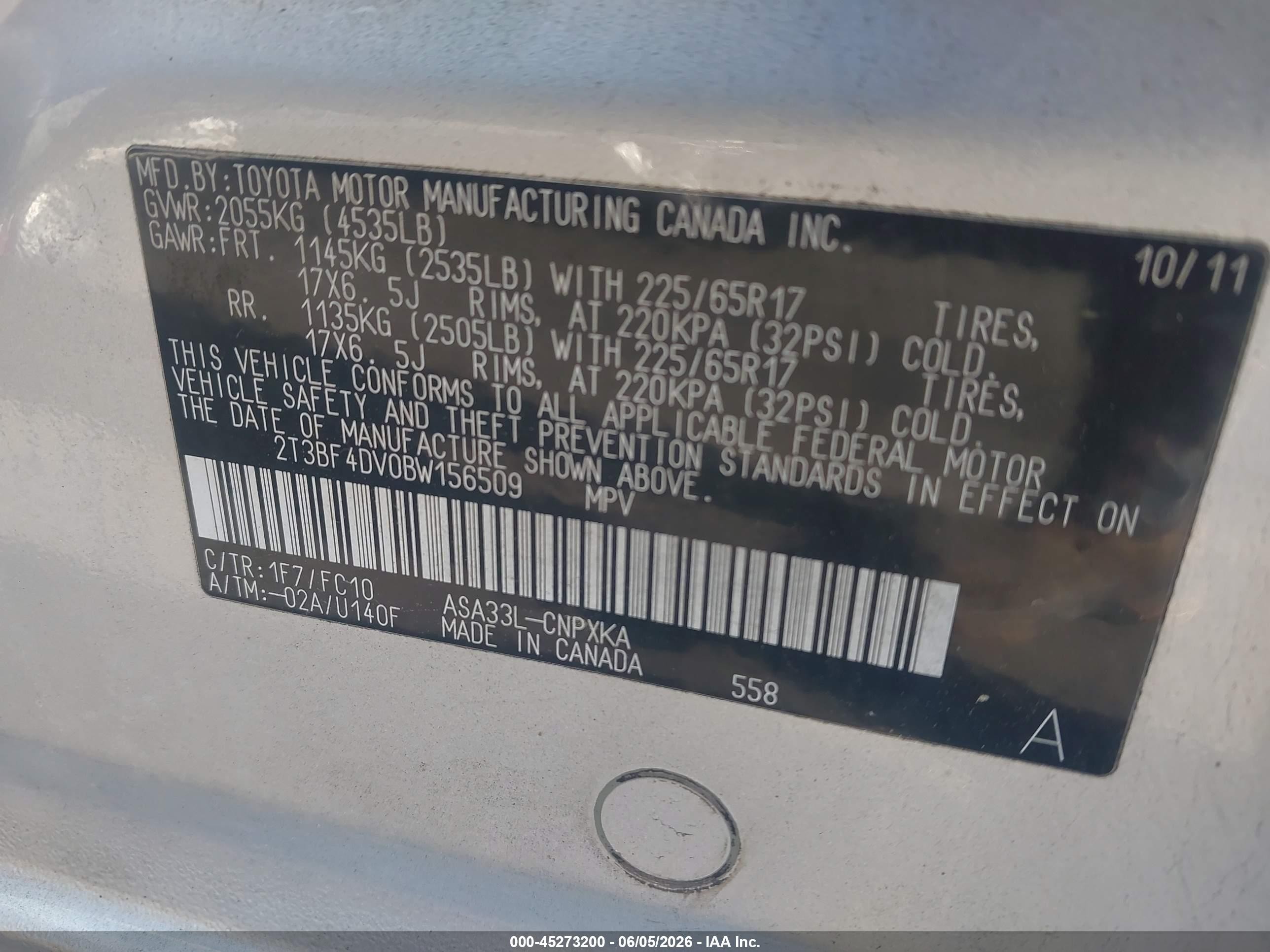 2011 Toyota Rav4   Silver vin: 2T3BF4DV0BW156509