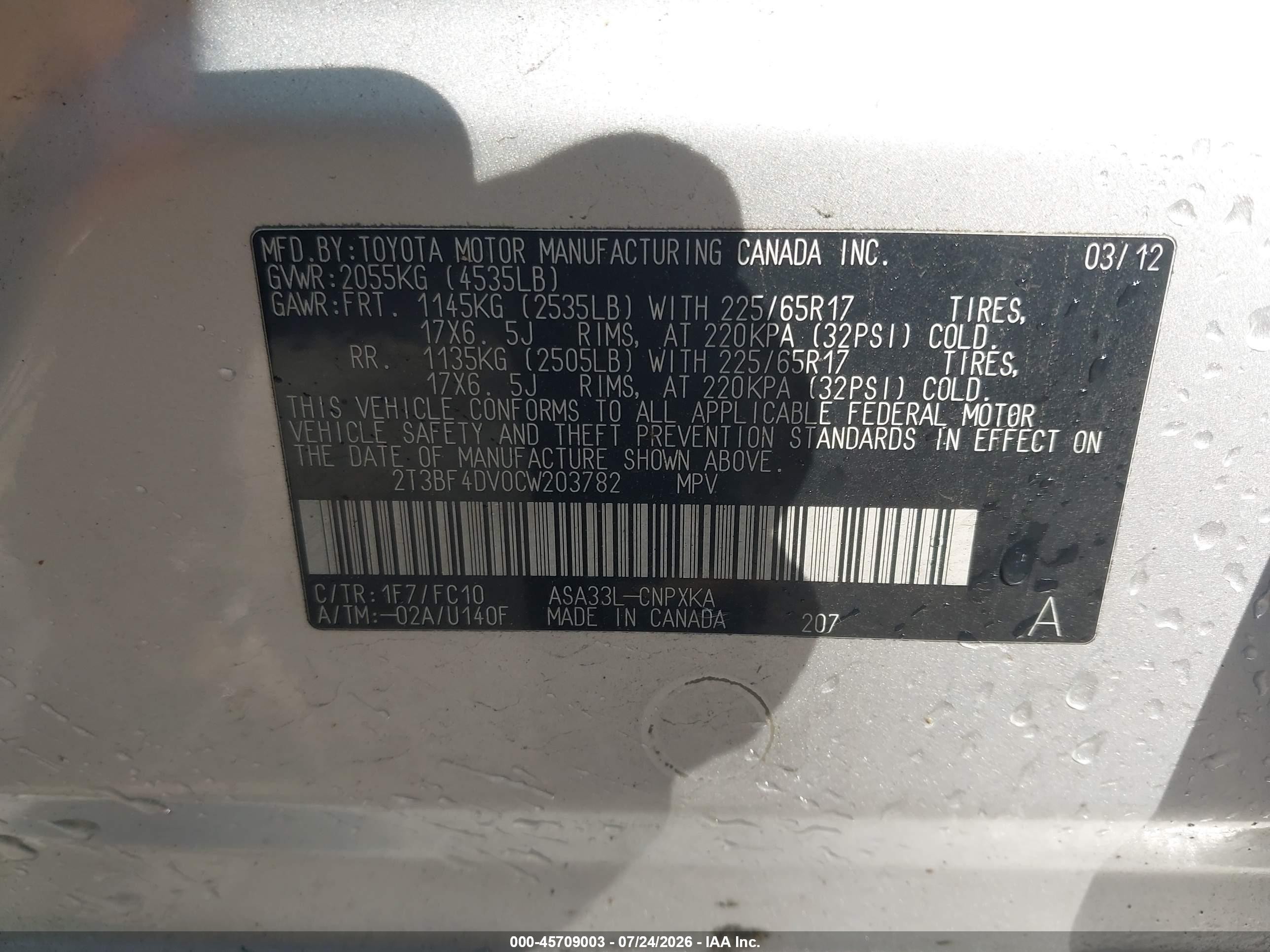 2012 Toyota Rav4 Silver vin: 2T3BF4DV0CW203782