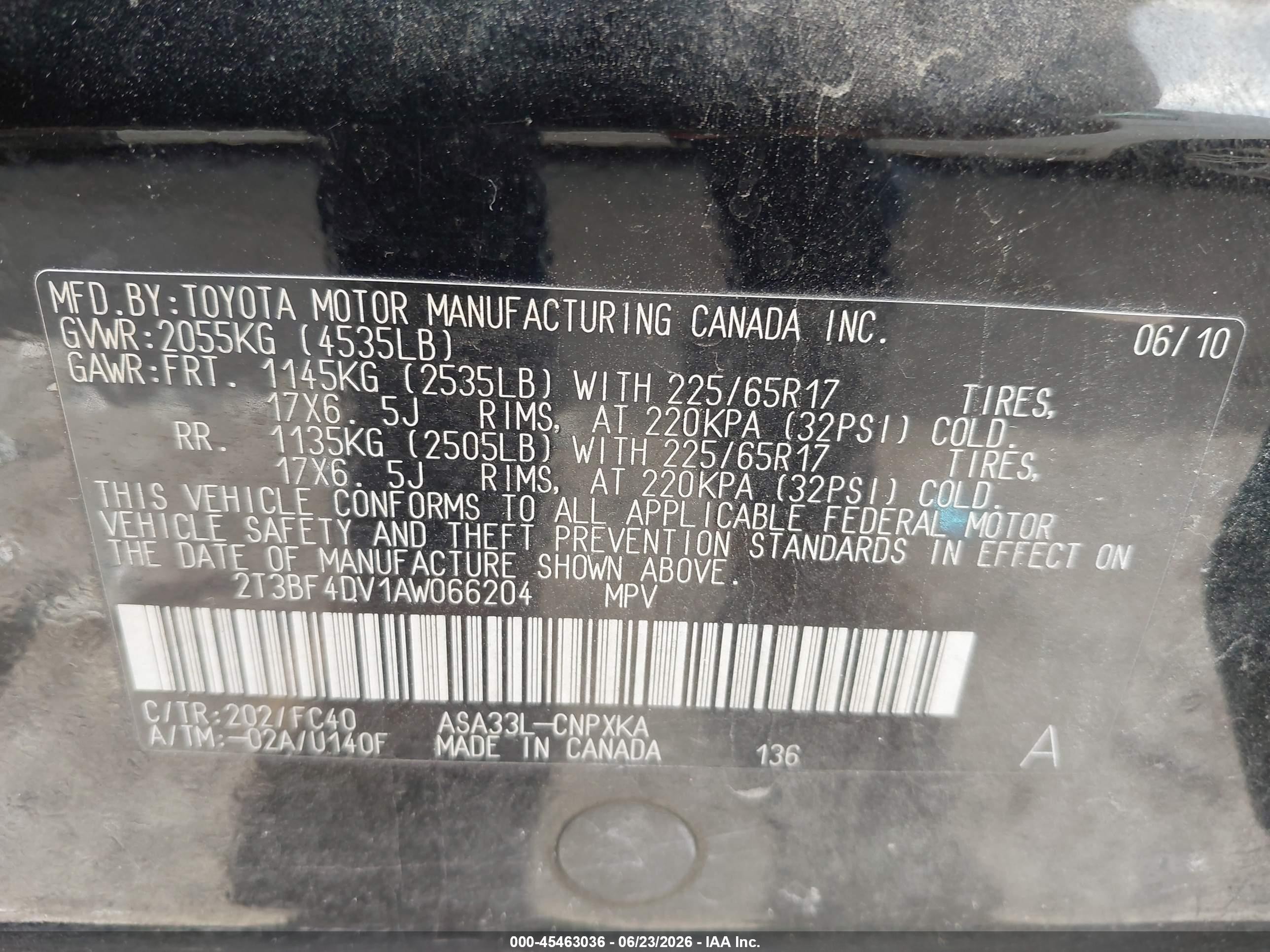 2010 Toyota Rav4   Black vin: 2T3BF4DV1AW066204