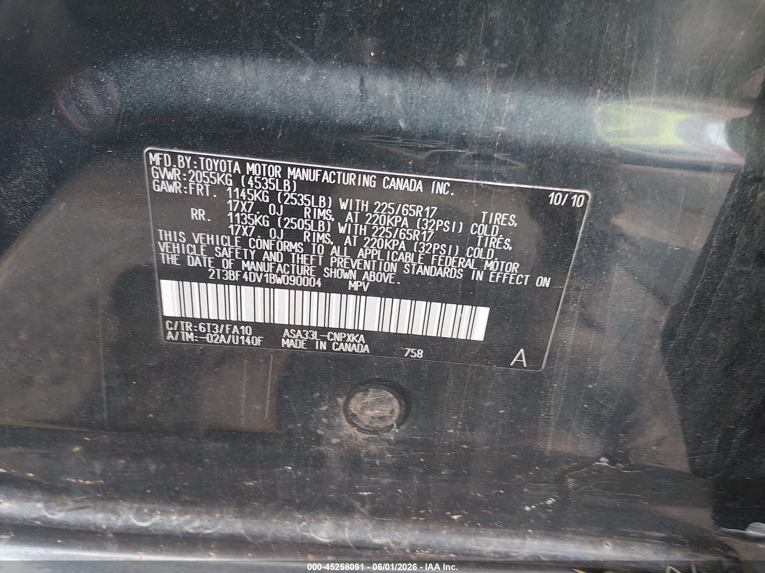 2011 Toyota Rav4   Blue vin: 2T3BF4DV1BW090004