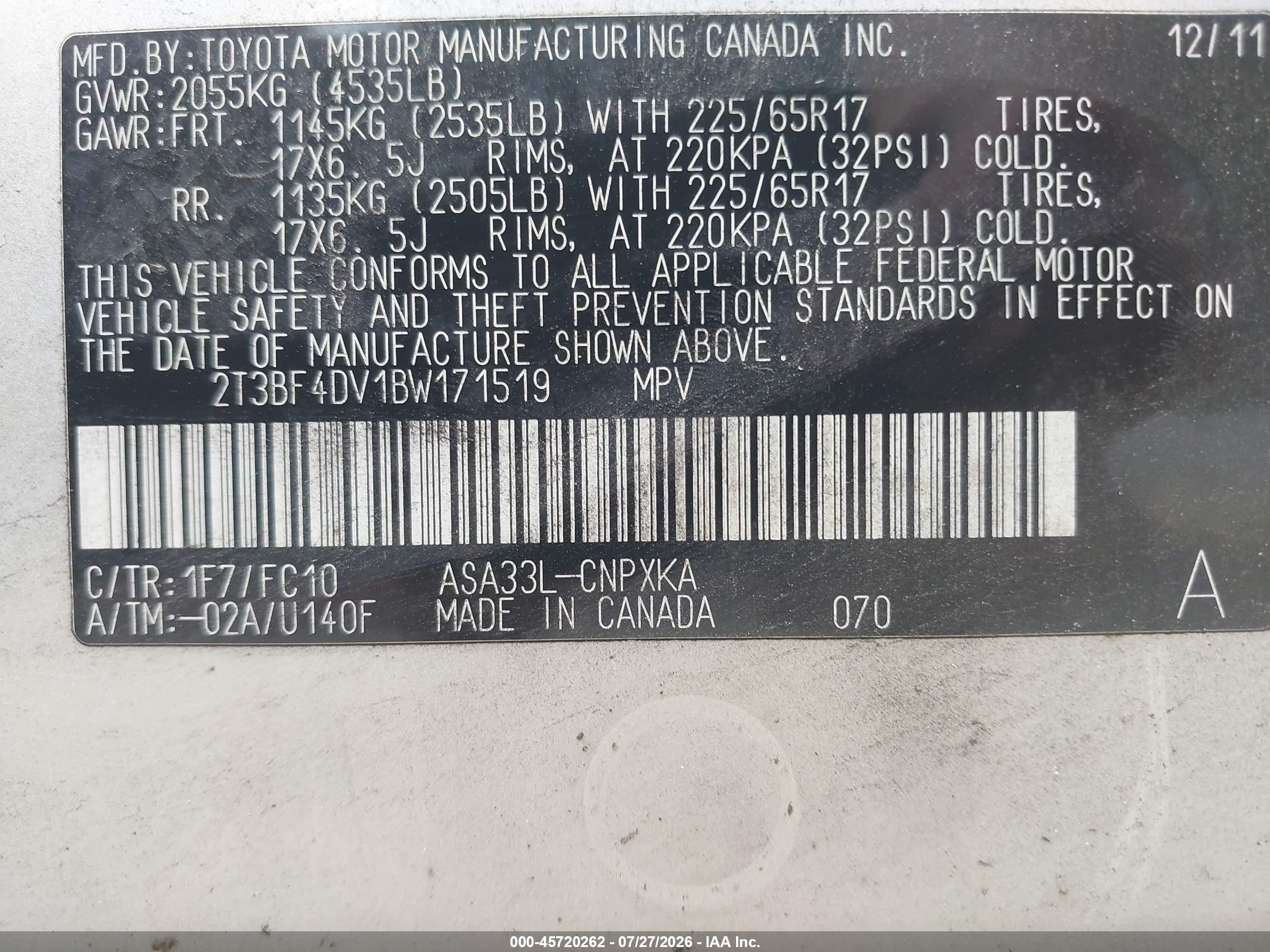 2011 Toyota Rav4   Silver vin: 2T3BF4DV1BW171519