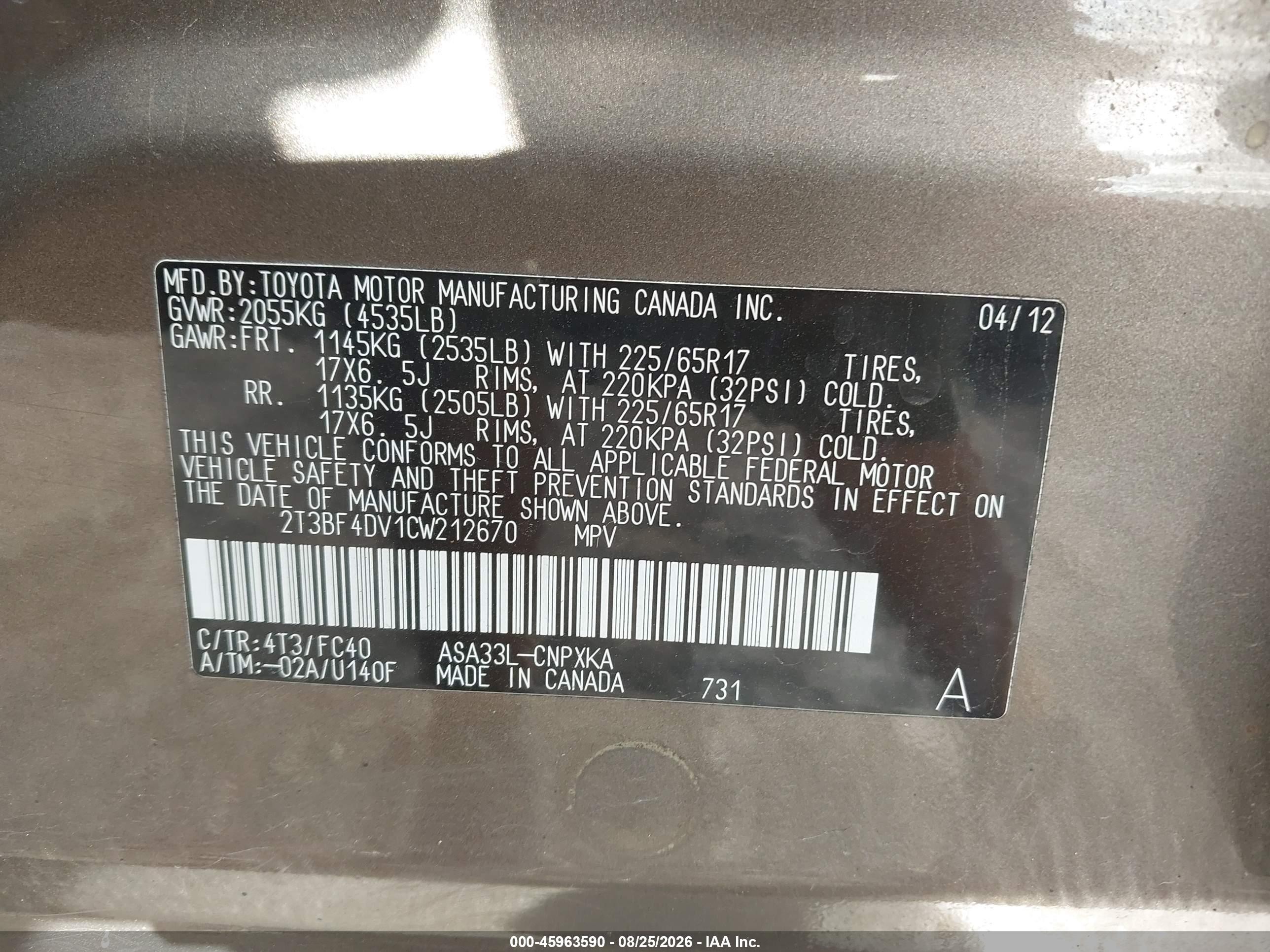 2012 Toyota Rav4   Gray vin: 2T3BF4DV1CW212670