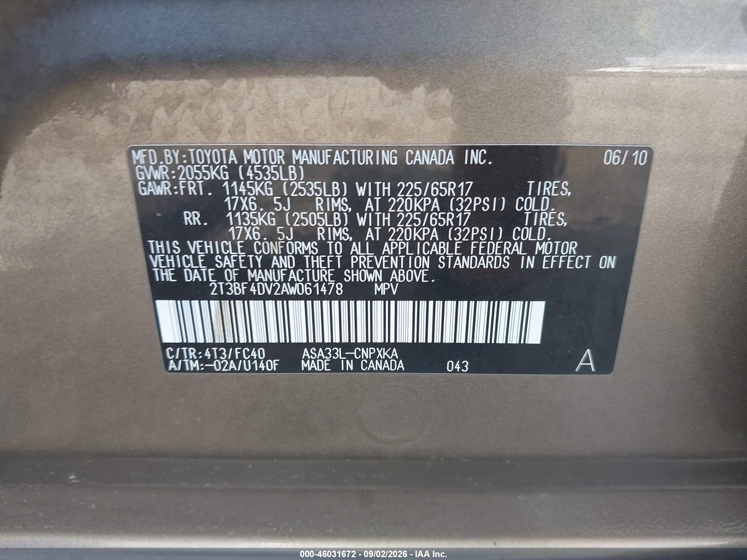 2010 Toyota Rav4   Brown vin: 2T3BF4DV2AW061478