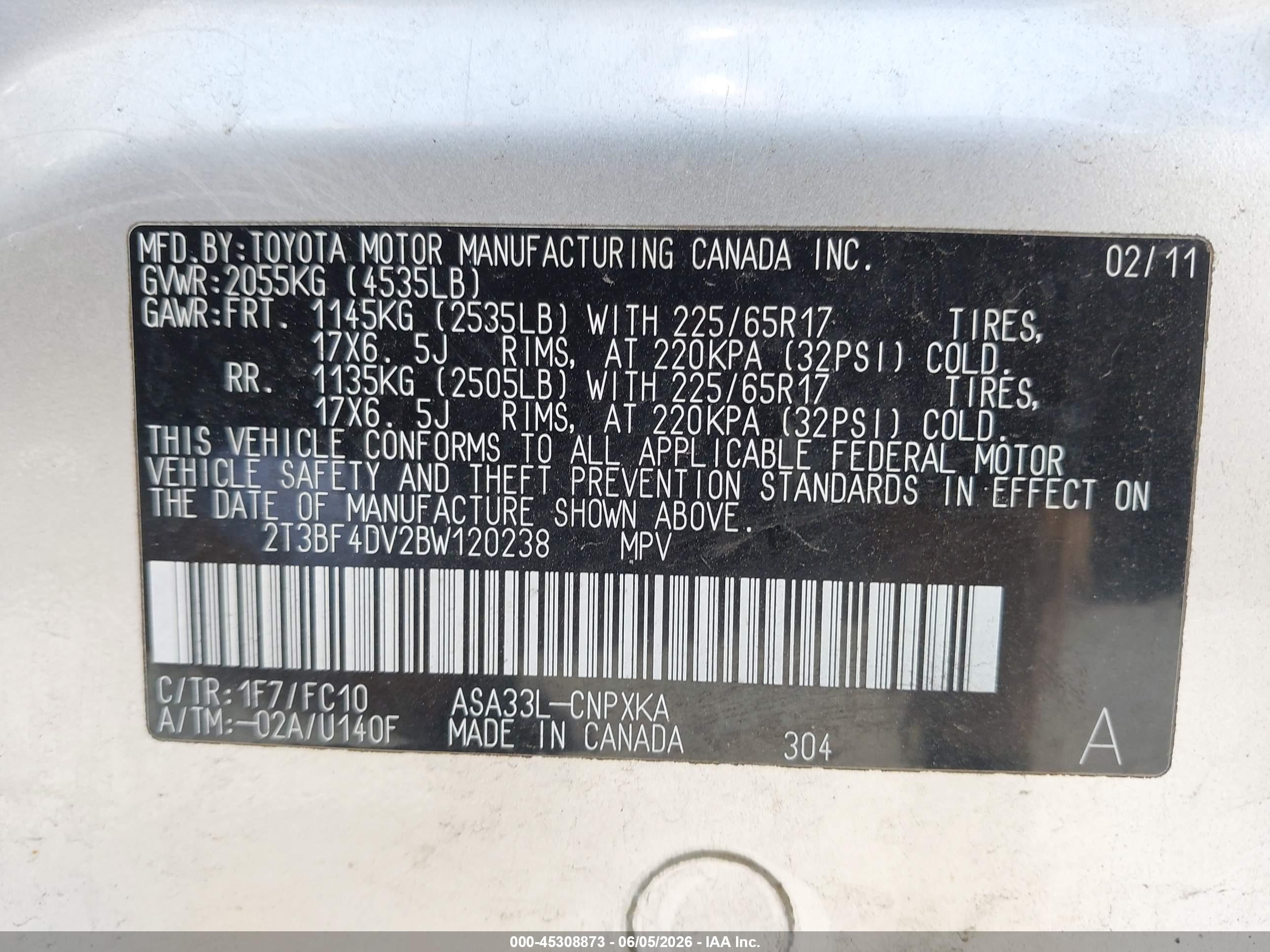 2011 Toyota Rav4 Silver vin: 2T3BF4DV2BW120238