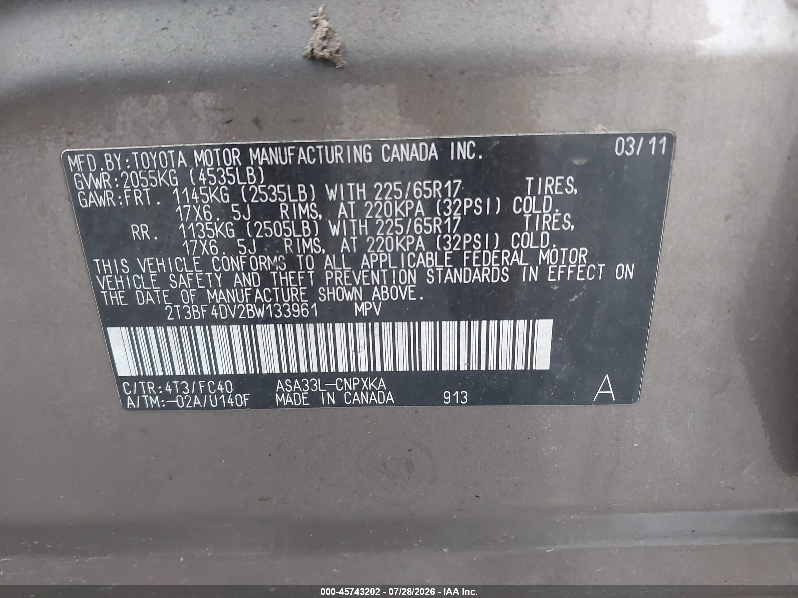 2011 Toyota Rav4   Brown vin: 2T3BF4DV2BW133961