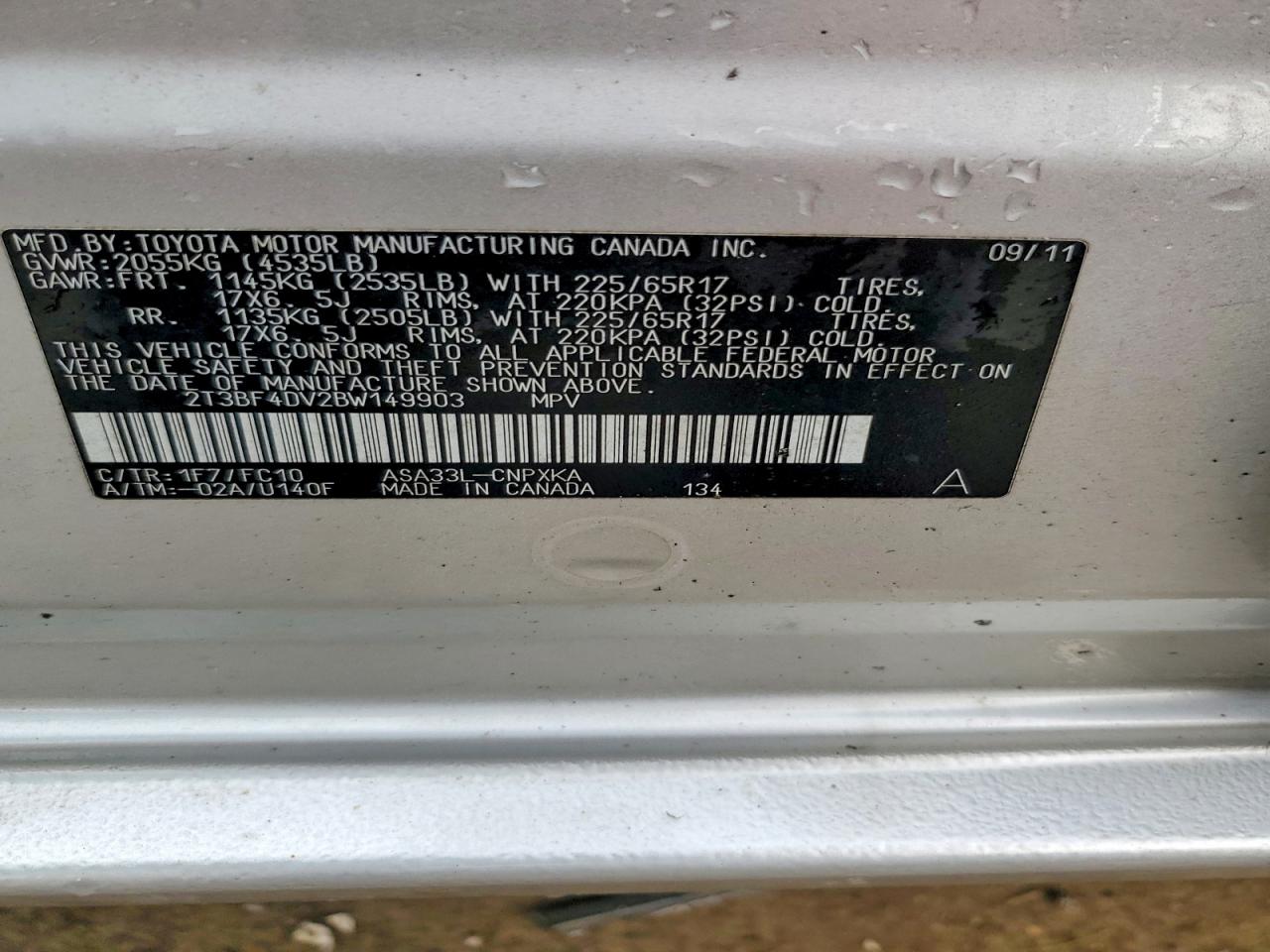 2011 Toyota Rav4 Base Silver vin: 2T3BF4DV2BW149903
