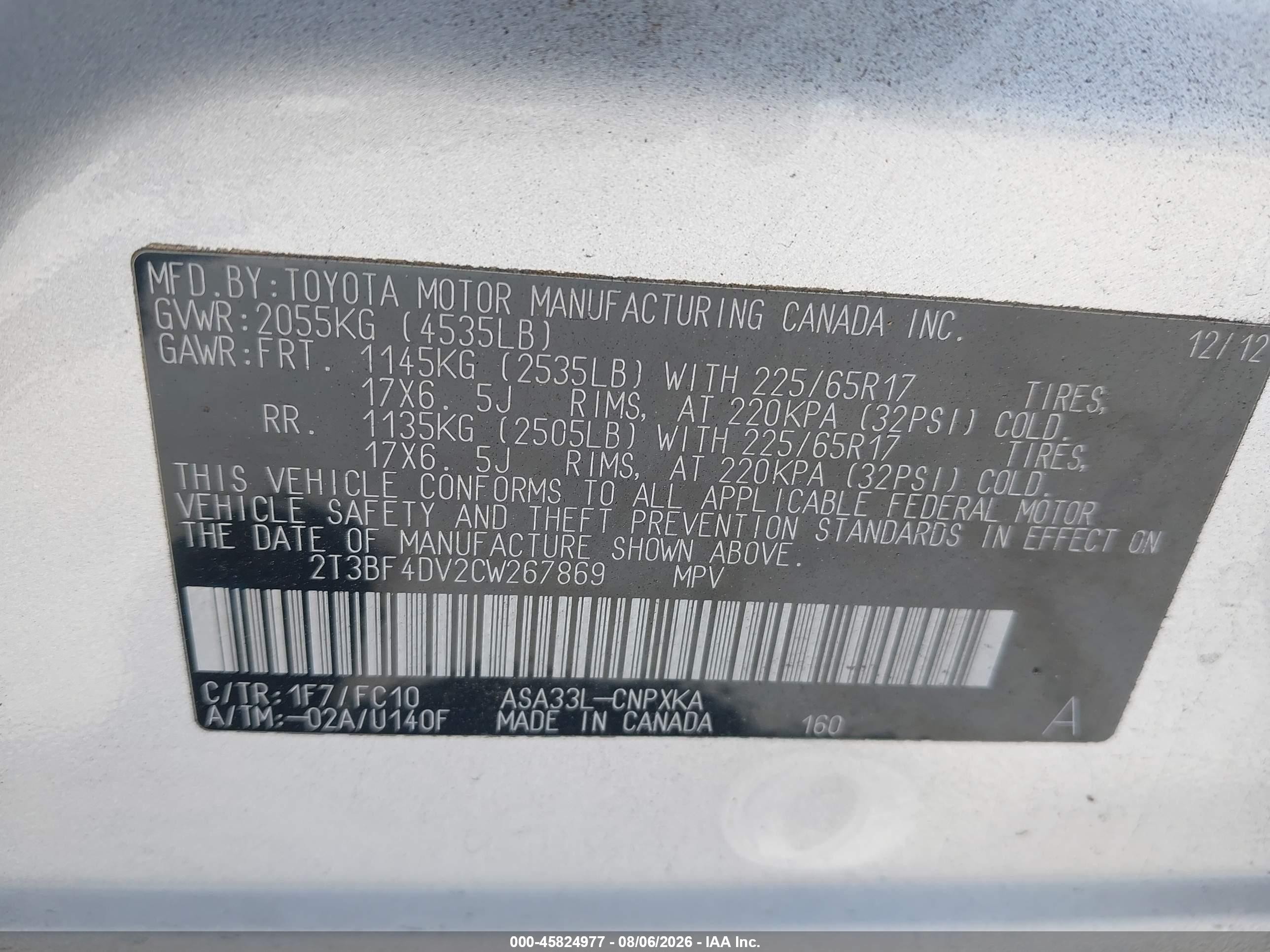 2012 Toyota Rav4   Silver vin: 2T3BF4DV2CW267869