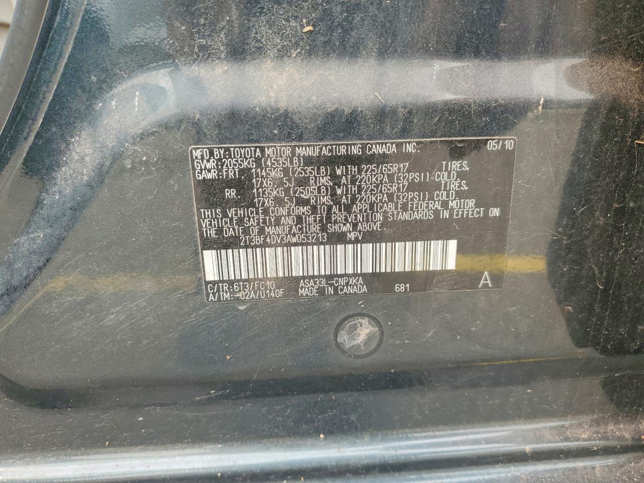 2010 Toyota Rav4 Base Gray vin: 2T3BF4DV3AW053213