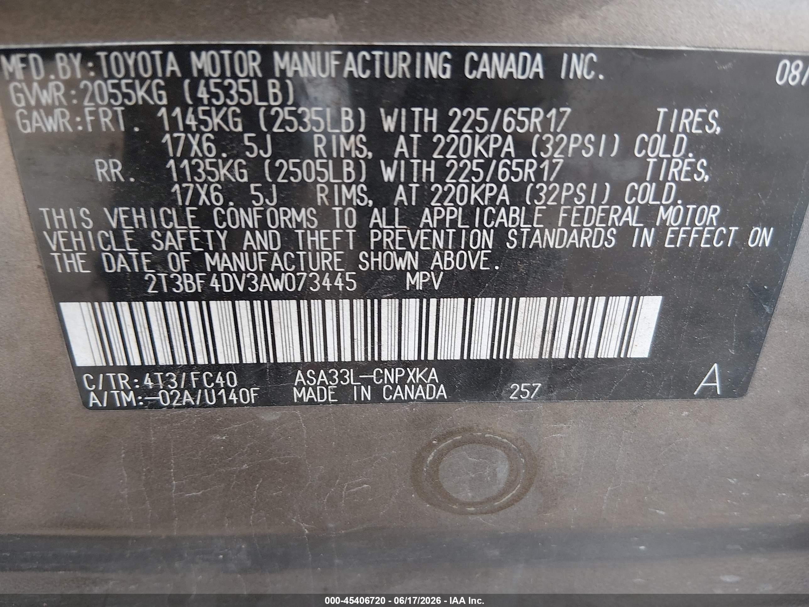 2010 Toyota Rav4   Gray vin: 2T3BF4DV3AW073445