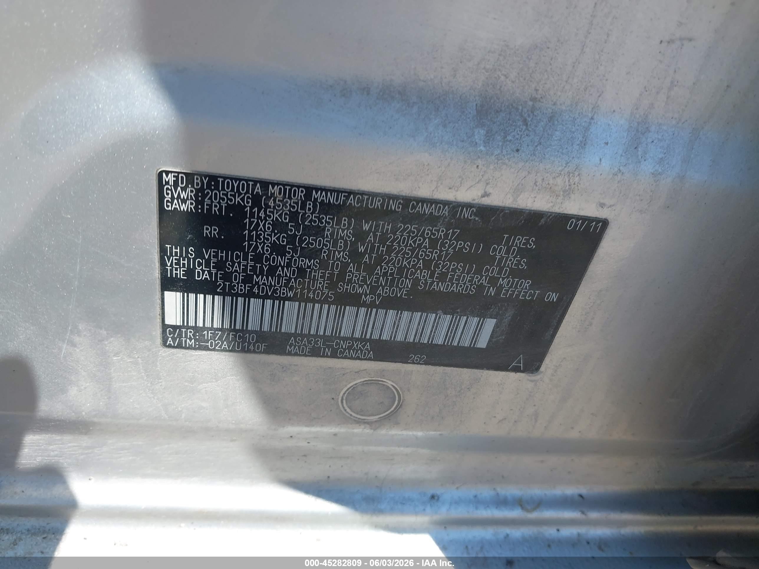 2011 Toyota Rav4   Silver vin: 2T3BF4DV3BW114075