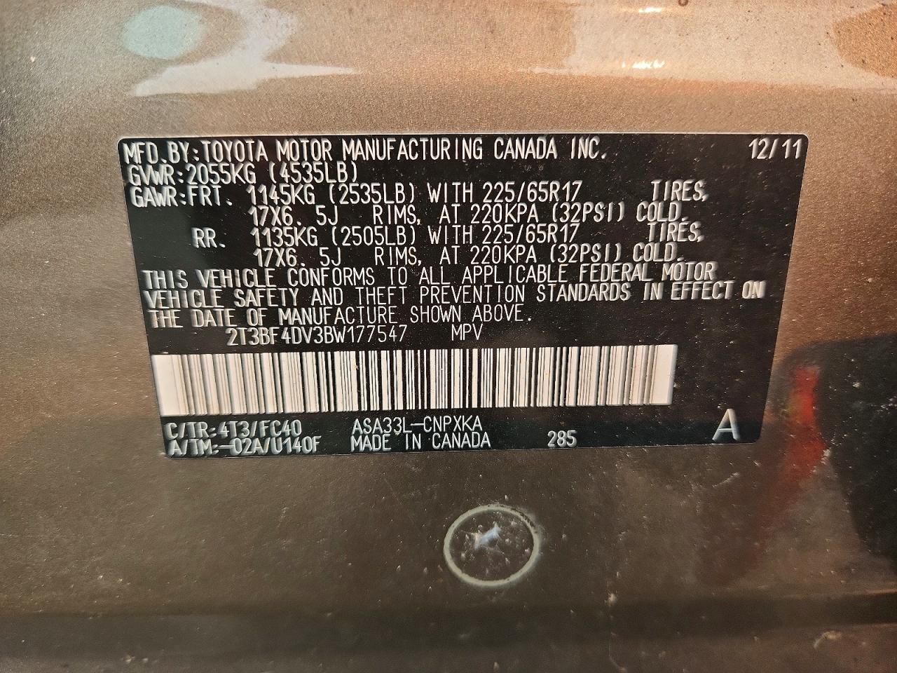 2011 Toyota Rav4 Base Brown vin: 2T3BF4DV3BW177547