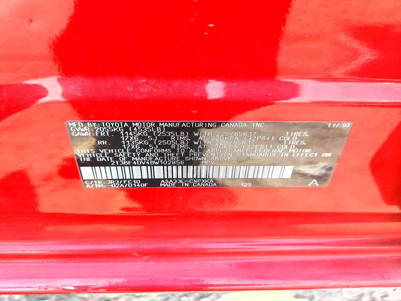 2011 Toyota Rav4 Base Красный vin: 2T3BF4DV4BW102856