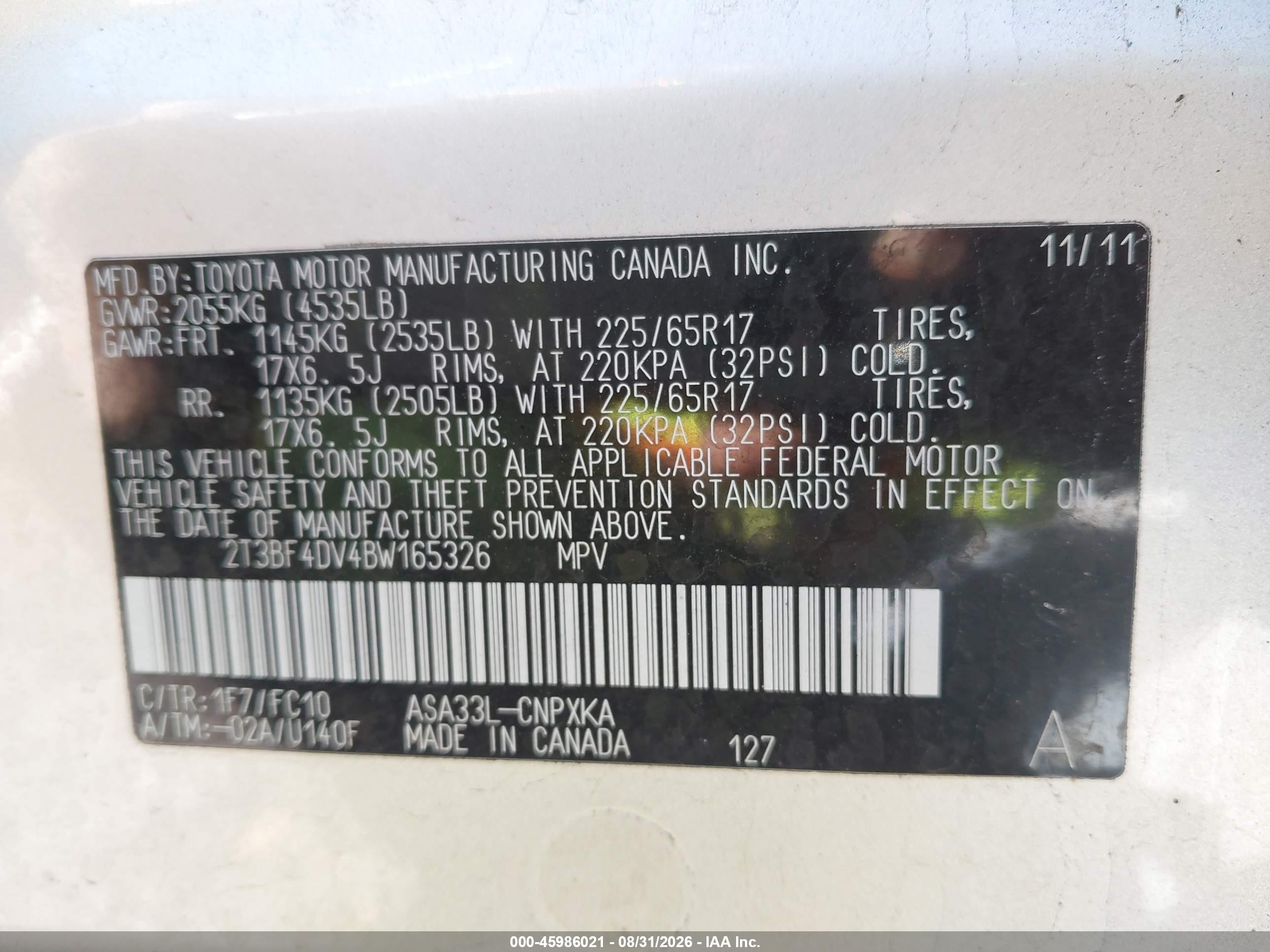2011 Toyota Rav4   Silver vin: 2T3BF4DV4BW165326