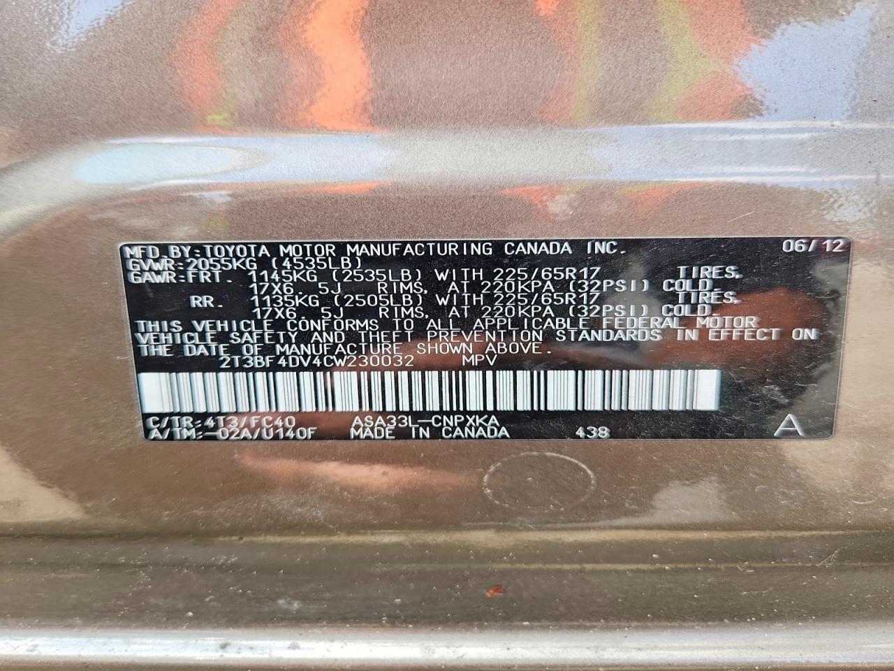2012 Toyota Rav4 Base Желто-коричневый vin: 2T3BF4DV4CW230032