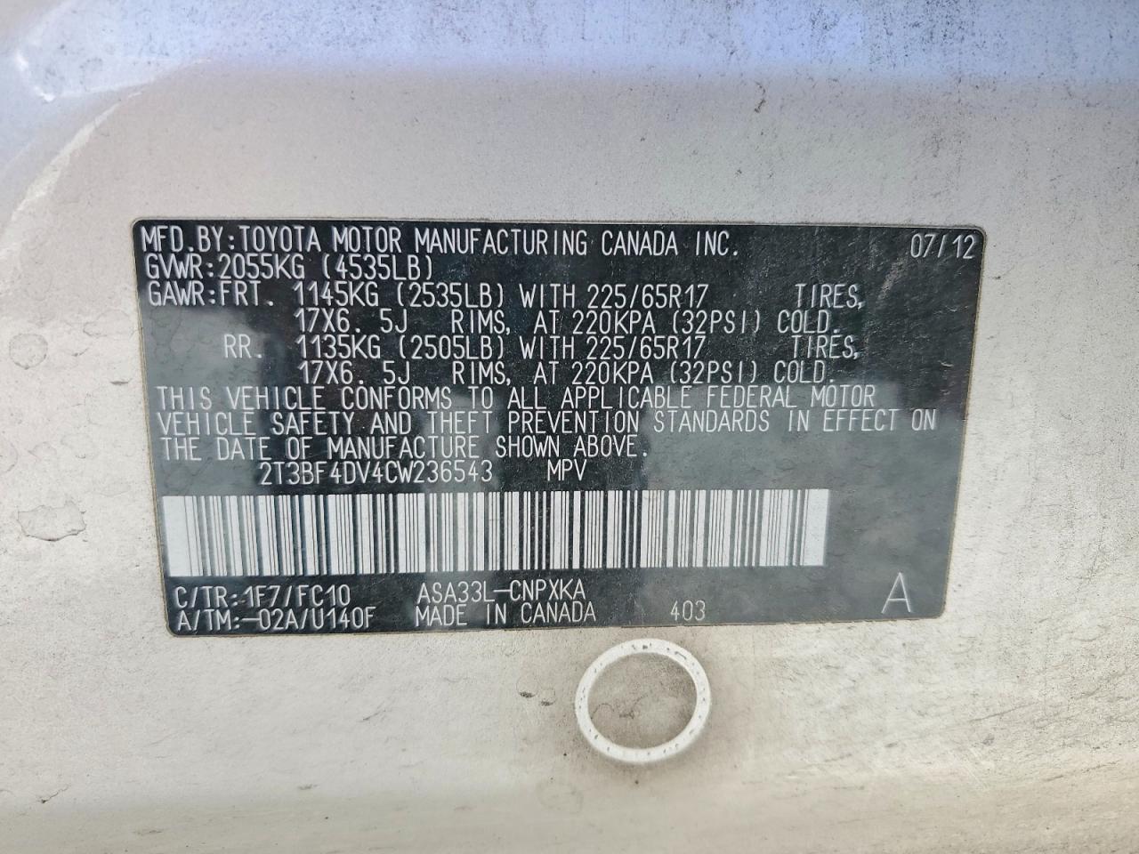 2012 Toyota Rav4 Base Silver vin: 2T3BF4DV4CW236543