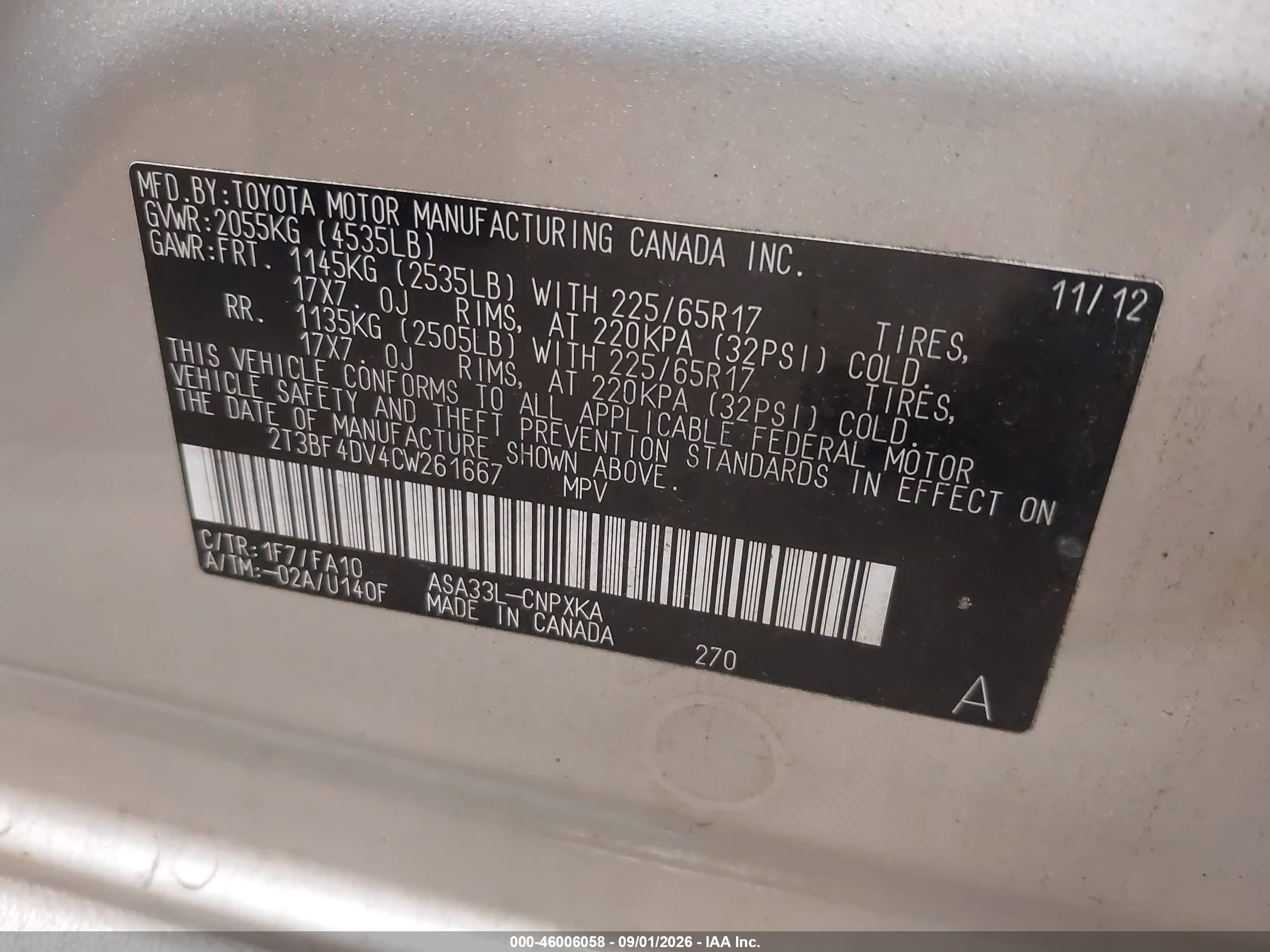 2012 Toyota Rav4 Silver vin: 2T3BF4DV4CW261667