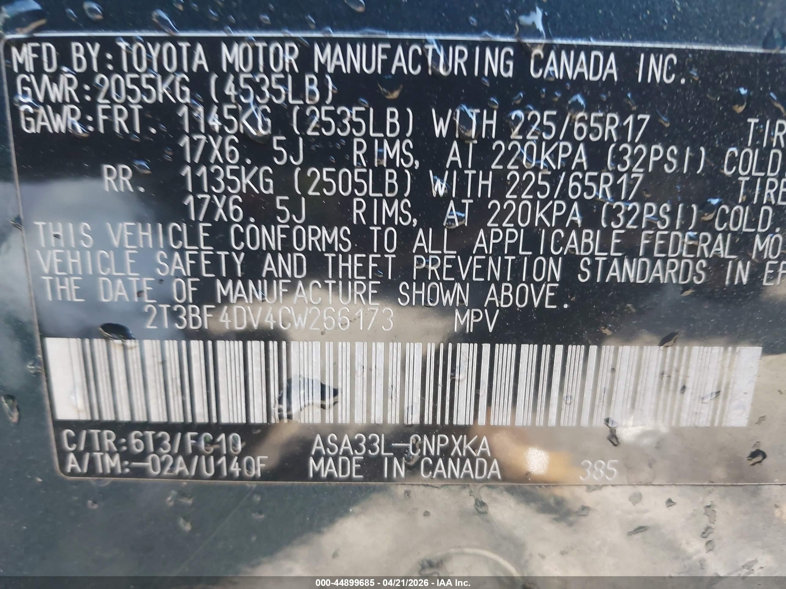 2012 Toyota Rav4   Green vin: 2T3BF4DV4CW266173