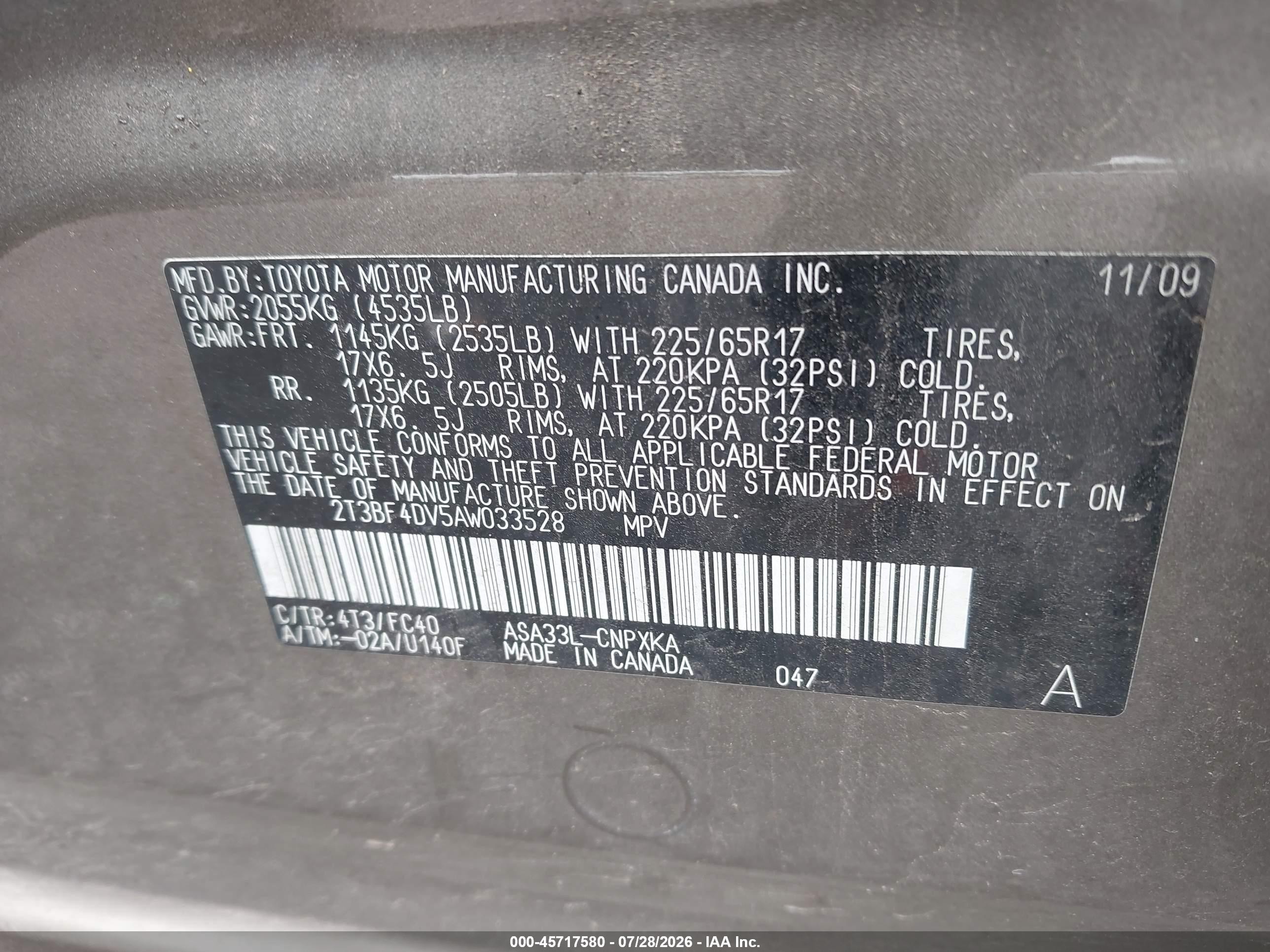 2010 Toyota Rav4   Brown vin: 2T3BF4DV5AW033528