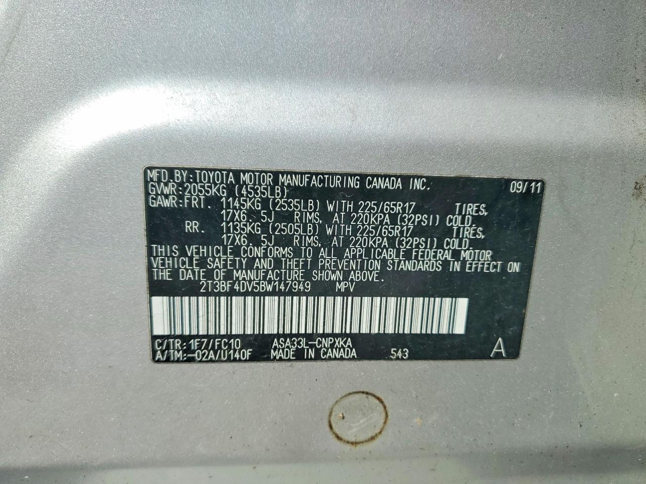 2011 Toyota Rav4 Base Gray vin: 2T3BF4DV5BW147949