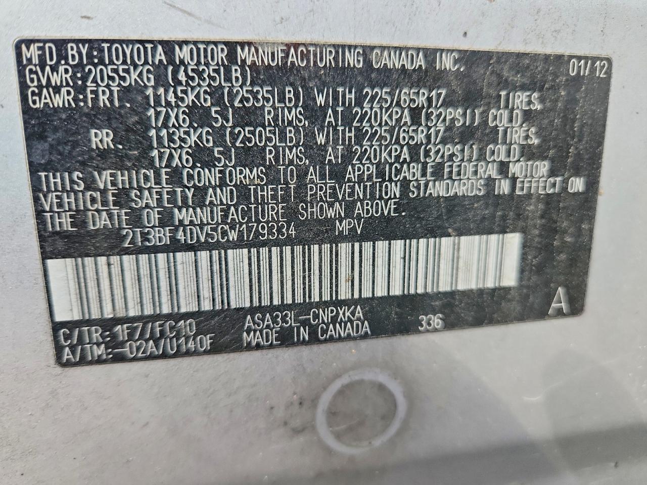 2012 Toyota Rav4 Base Silver vin: 2T3BF4DV5CW179334