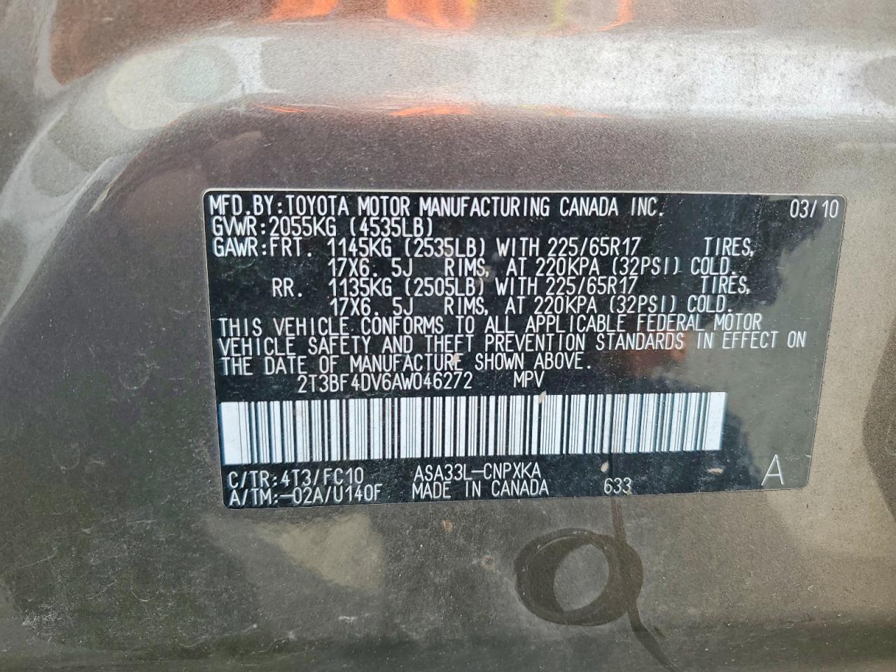 2010 Toyota Rav4 Base Brown vin: 2T3BF4DV6AW046272