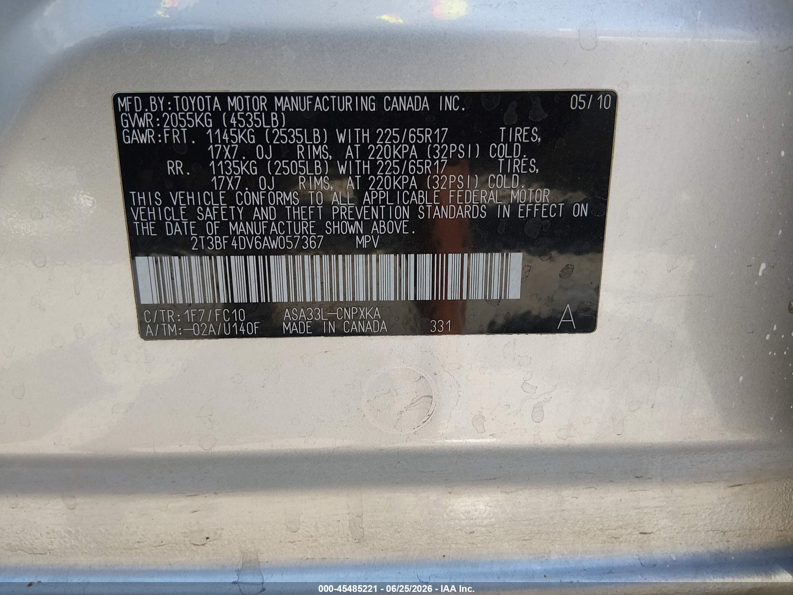 2010 Toyota Rav4   Серебряный vin: 2T3BF4DV6AW057367