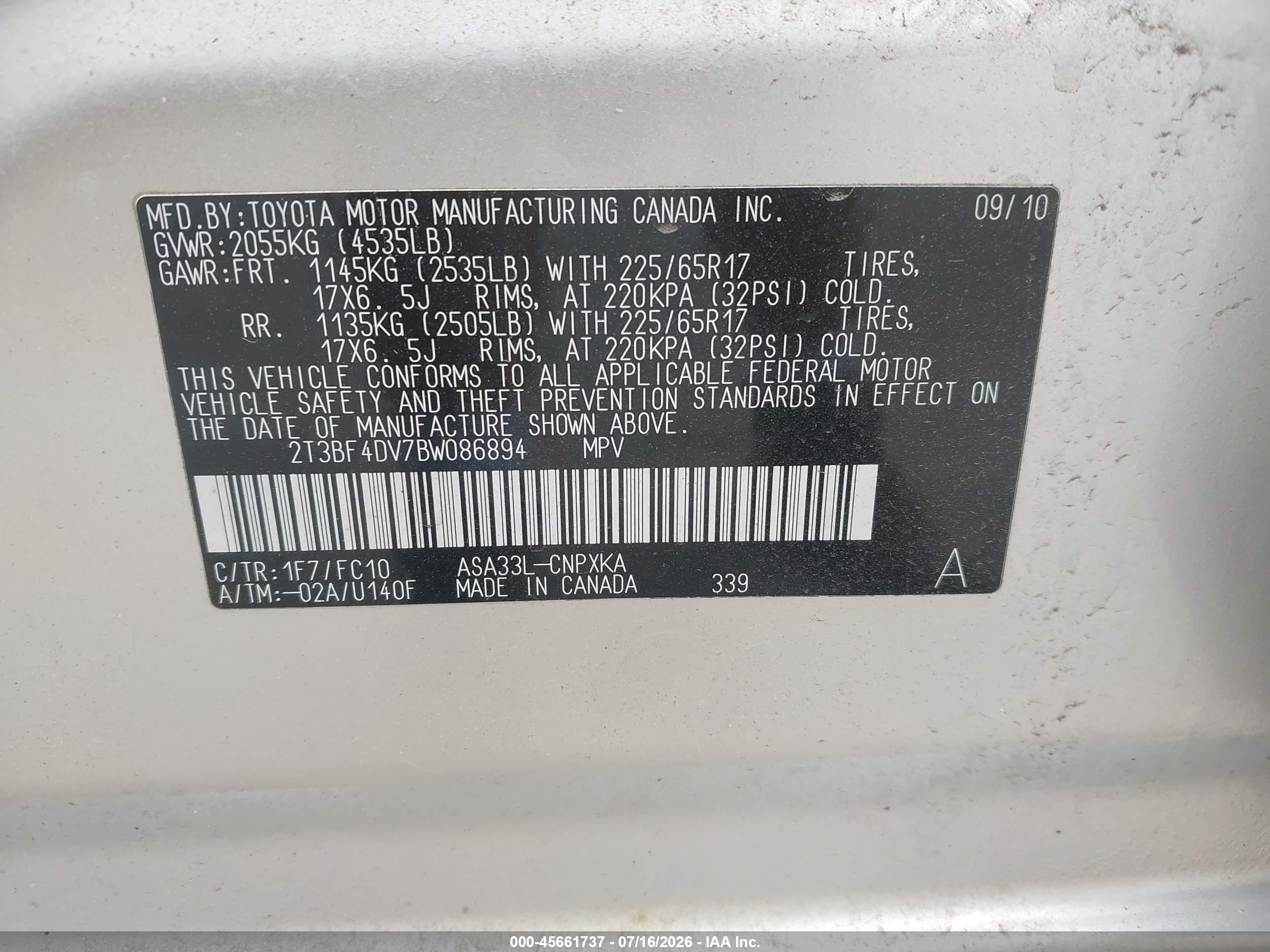 2011 Toyota Rav4   Silver vin: 2T3BF4DV7BW086894