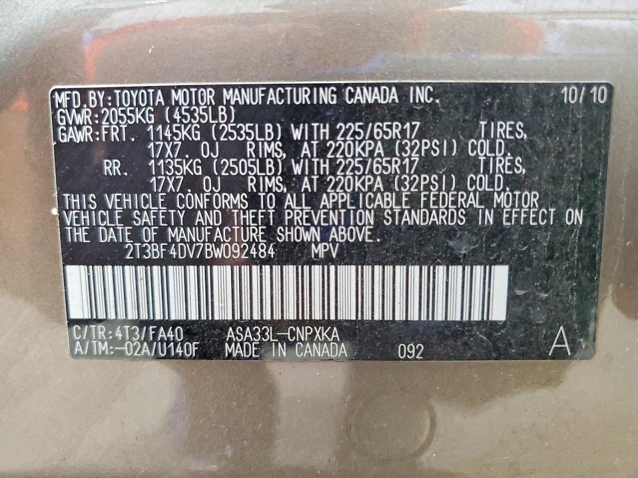 2011 Toyota Rav4 Base Brown vin: 2T3BF4DV7BW092484
