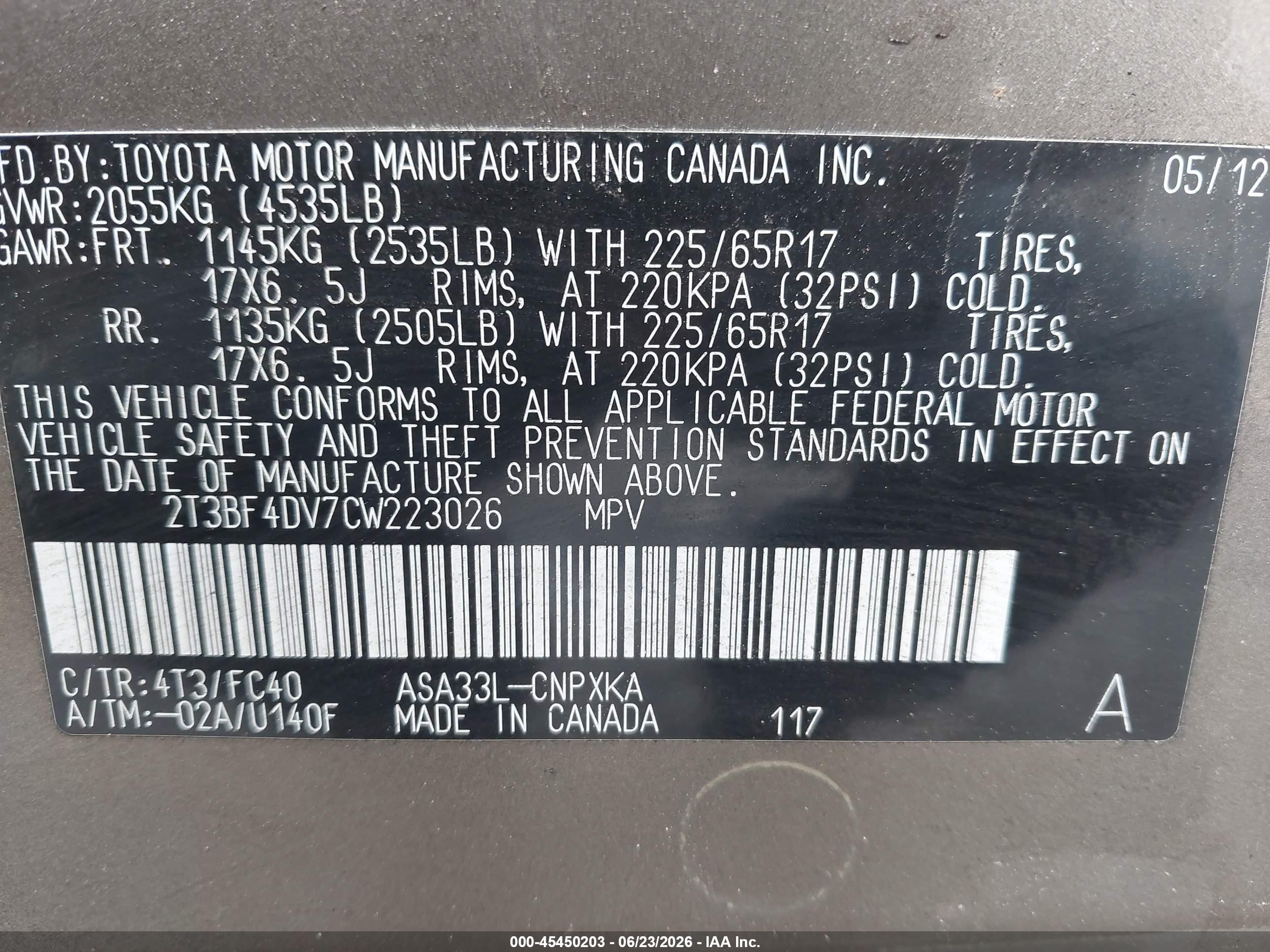 2012 Toyota Rav4   Brown vin: 2T3BF4DV7CW223026