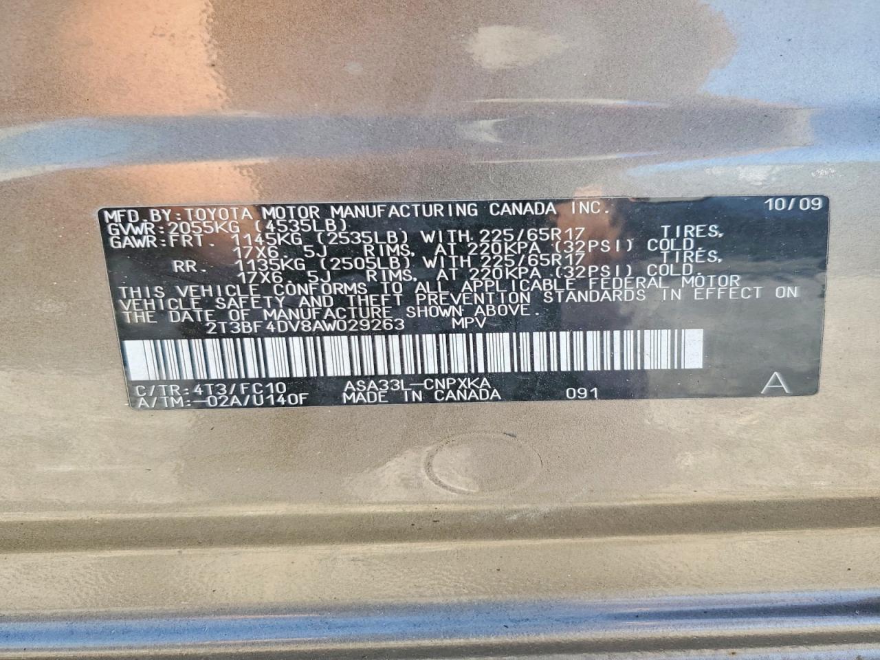 2010 Toyota Rav4 Base Угольный vin: 2T3BF4DV8AW029263