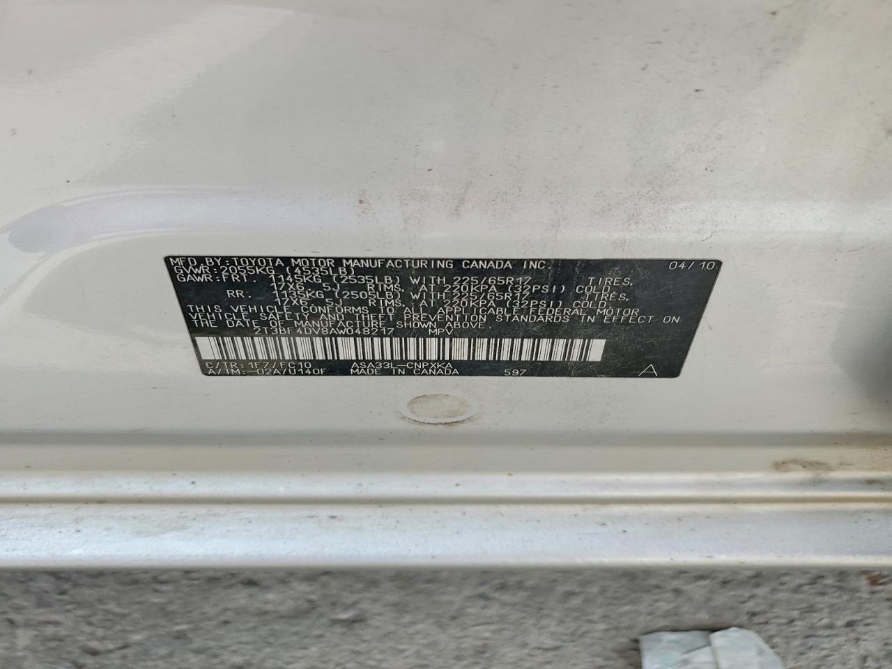 2010 Toyota Rav4 Base Серебряный vin: 2T3BF4DV8AW048217