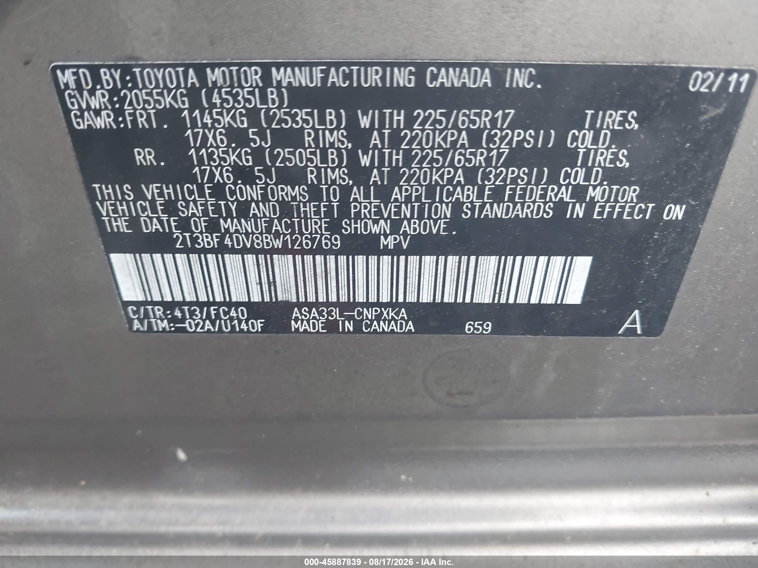 2011 Toyota Rav4   Brown vin: 2T3BF4DV8BW126769