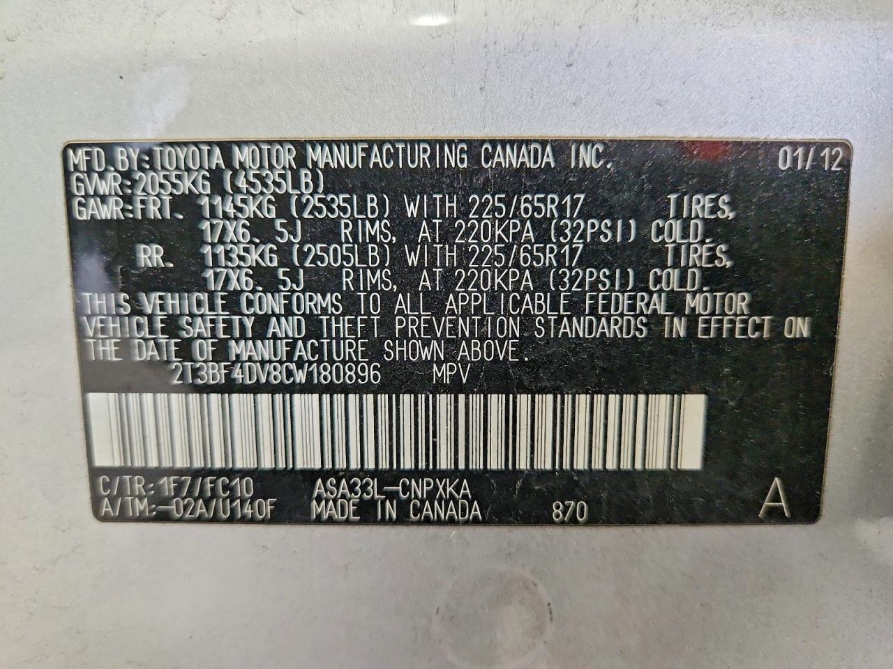 2012 Toyota Rav4 Base Silver vin: 2T3BF4DV8CW180896