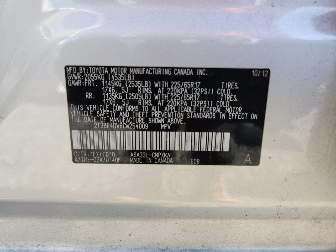 2012 Toyota Rav4 Base Silver vin: 2T3BF4DV8CW254009