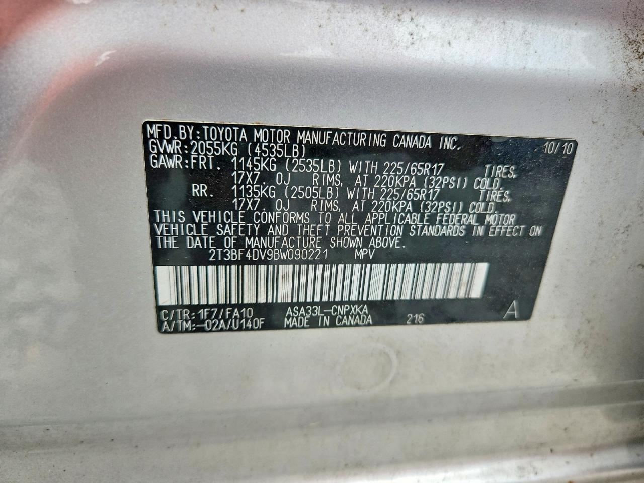 2011 Toyota Rav4 Серебряный vin: 2T3BF4DV9BW090221