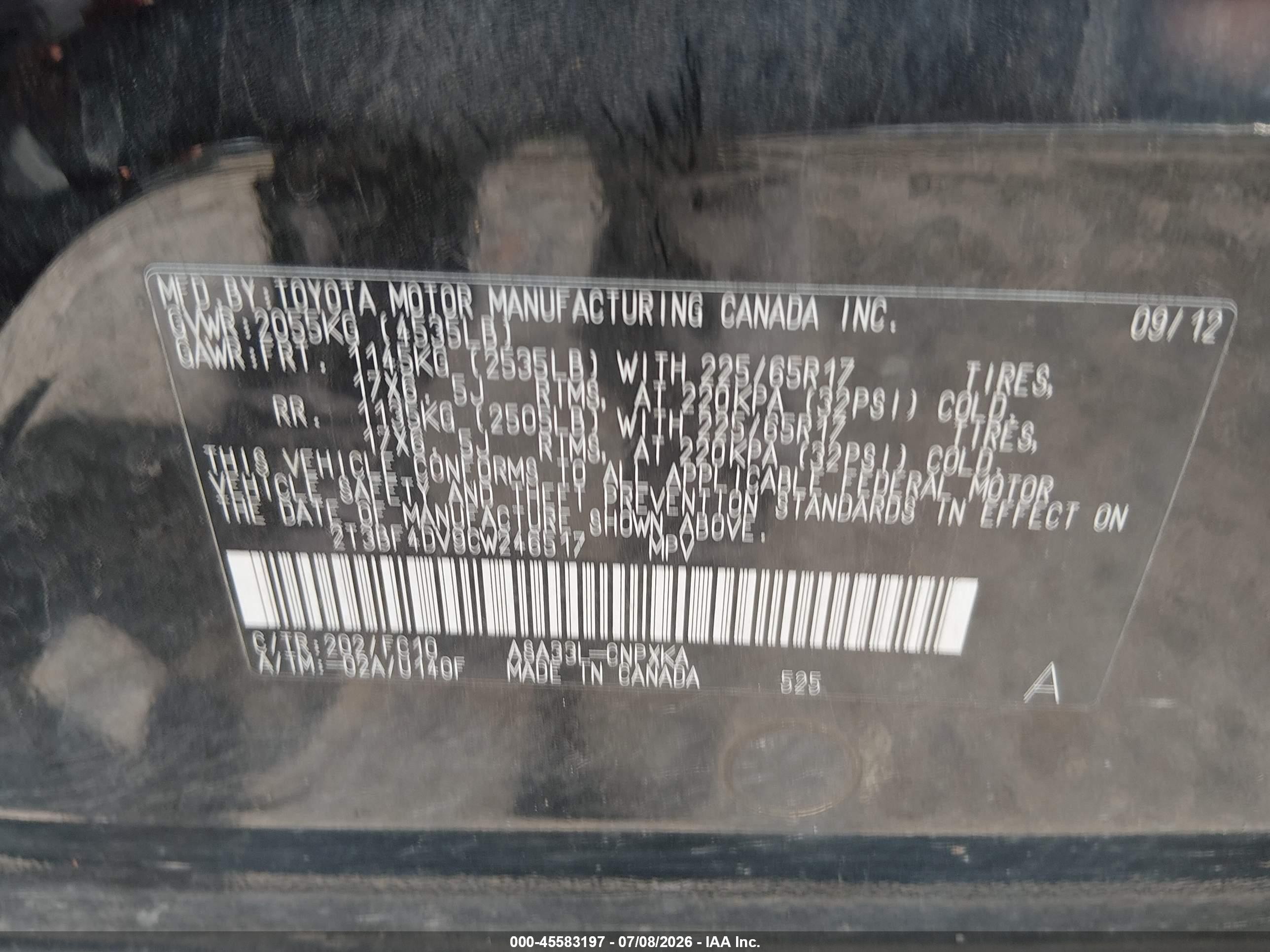 2012 Toyota Rav4 Черный vin: 2T3BF4DV9CW246517