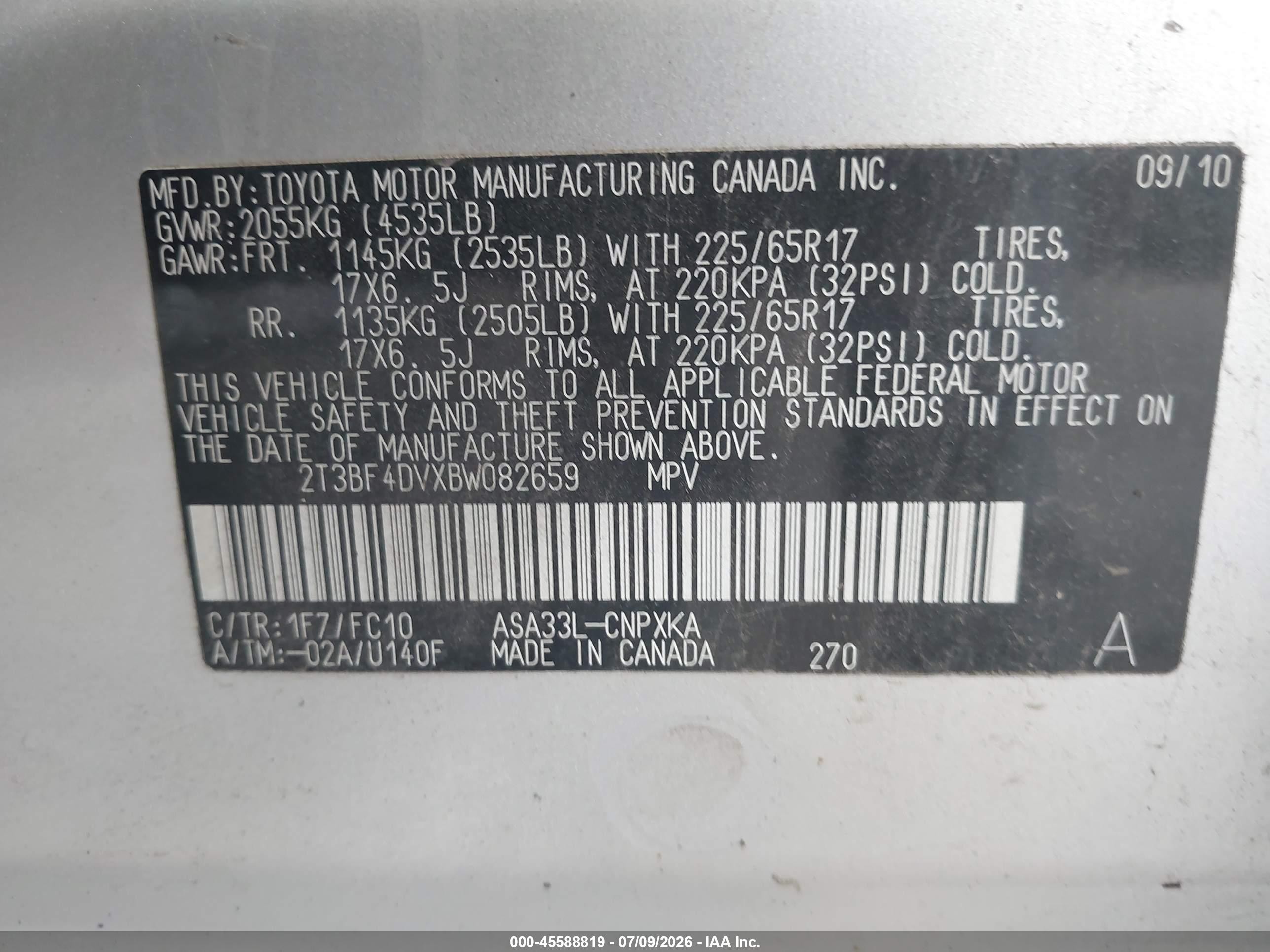 2011 Toyota Rav4   Silver vin: 2T3BF4DVXBW082659