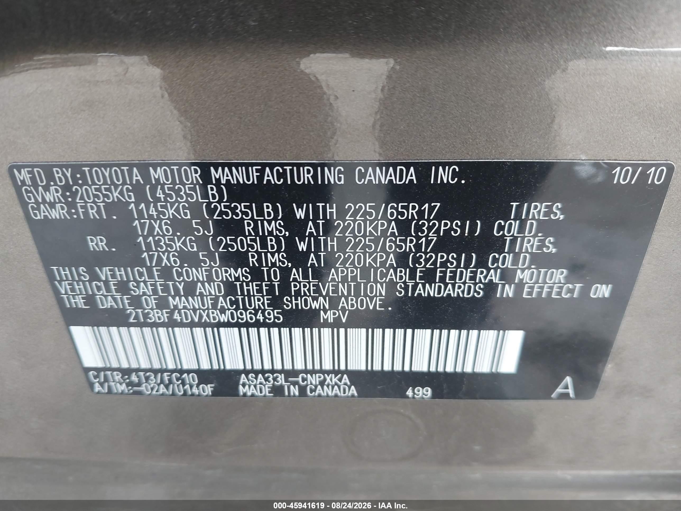 2011 Toyota Rav4   Gray vin: 2T3BF4DVXBW096495