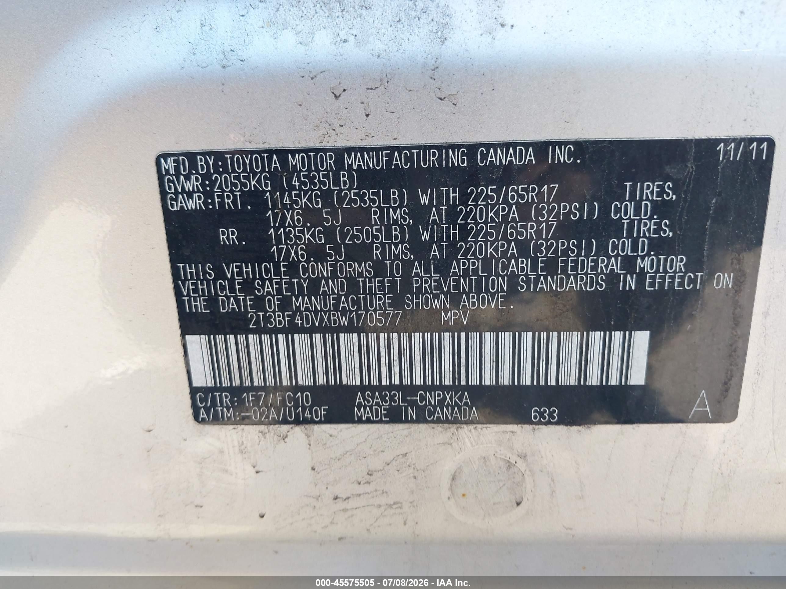 2011 Toyota Rav4   Silver vin: 2T3BF4DVXBW170577