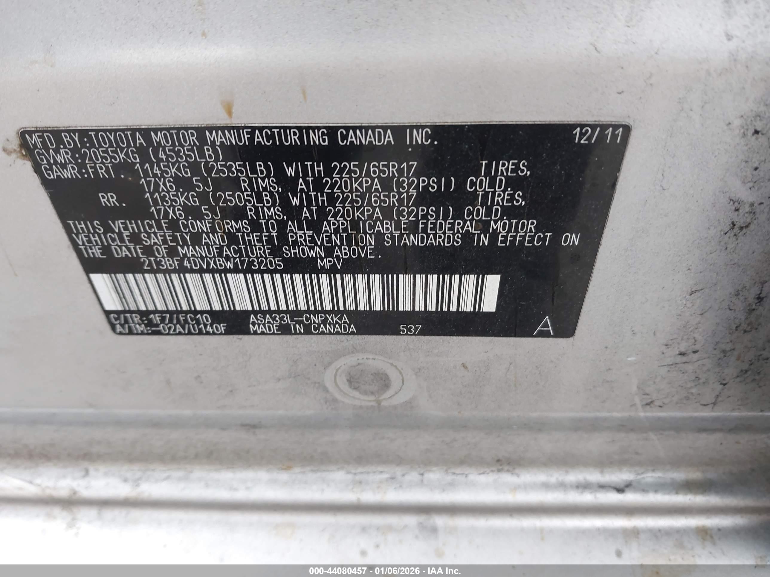 2011 Toyota Rav4   Silver vin: 2T3BF4DVXBW173205