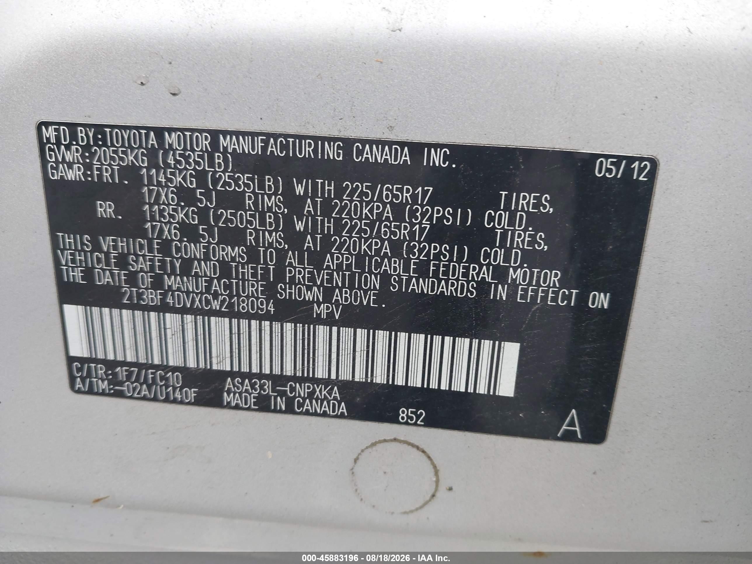 2012 Toyota Rav4   Silver vin: 2T3BF4DVXCW218094