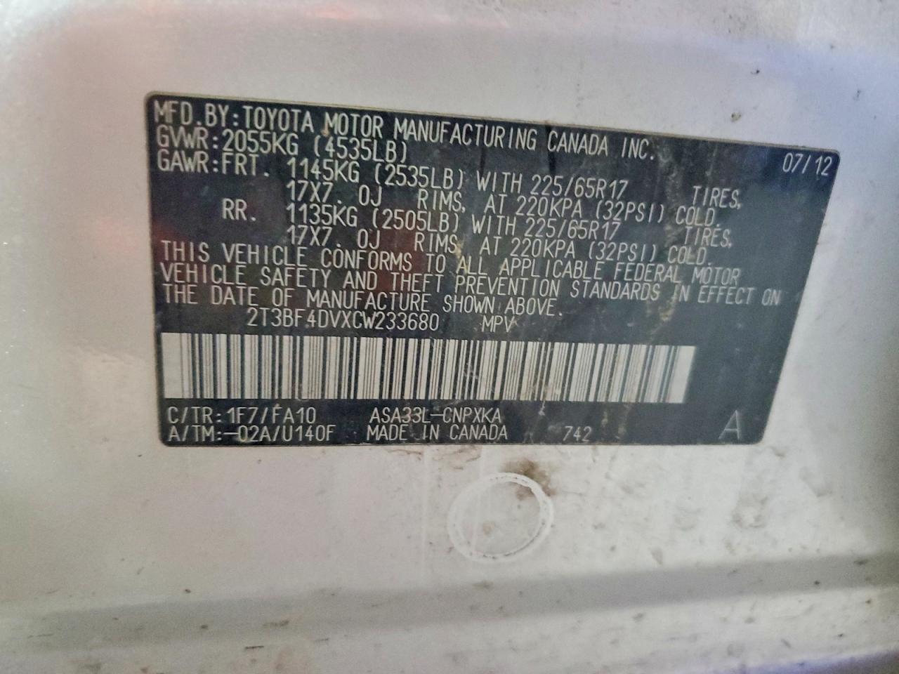 2012 Toyota Rav4 Base Silver vin: 2T3BF4DVXCW233680