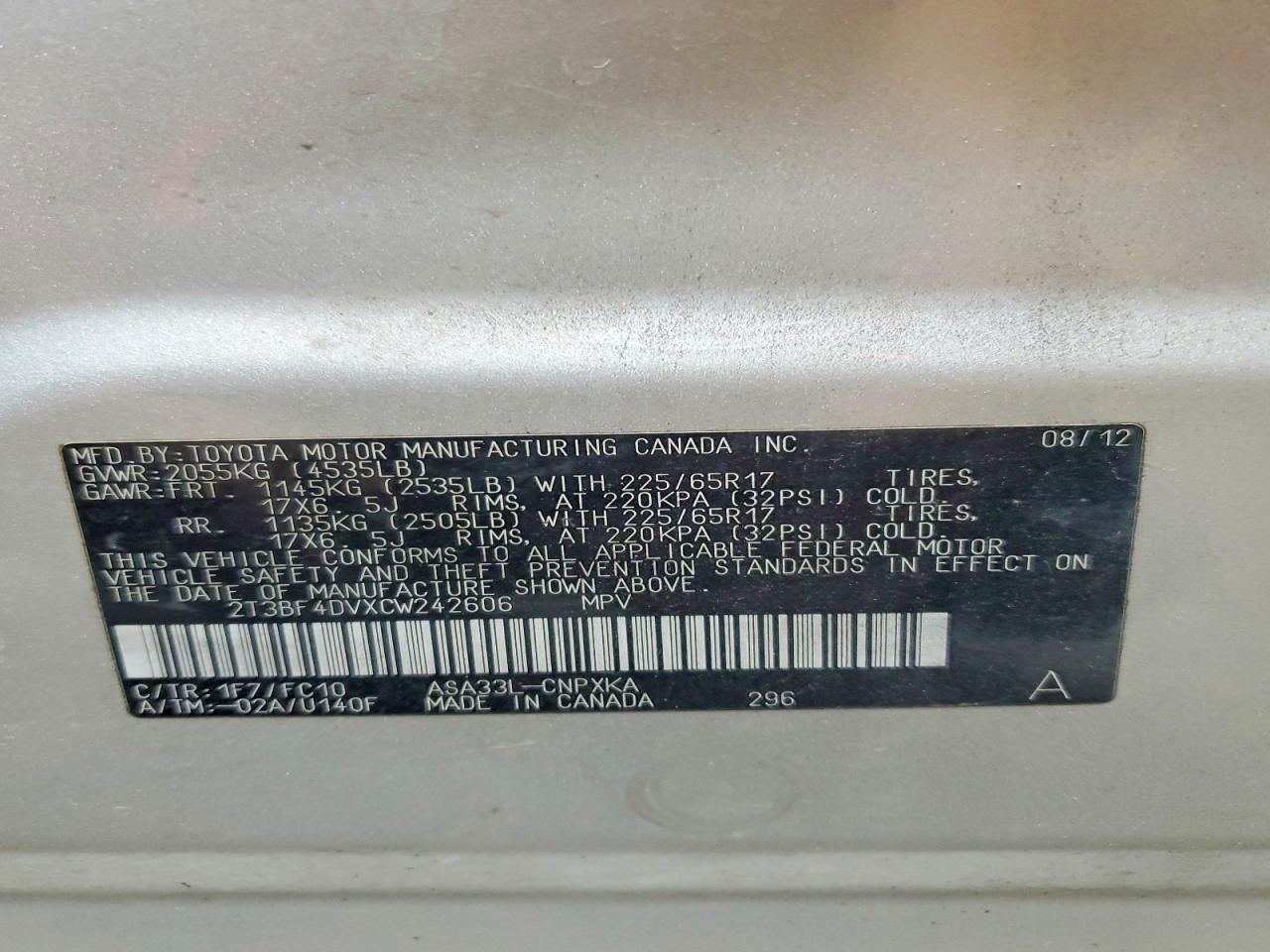 2012 Toyota Rav4 Base Silver vin: 2T3BF4DVXCW242606