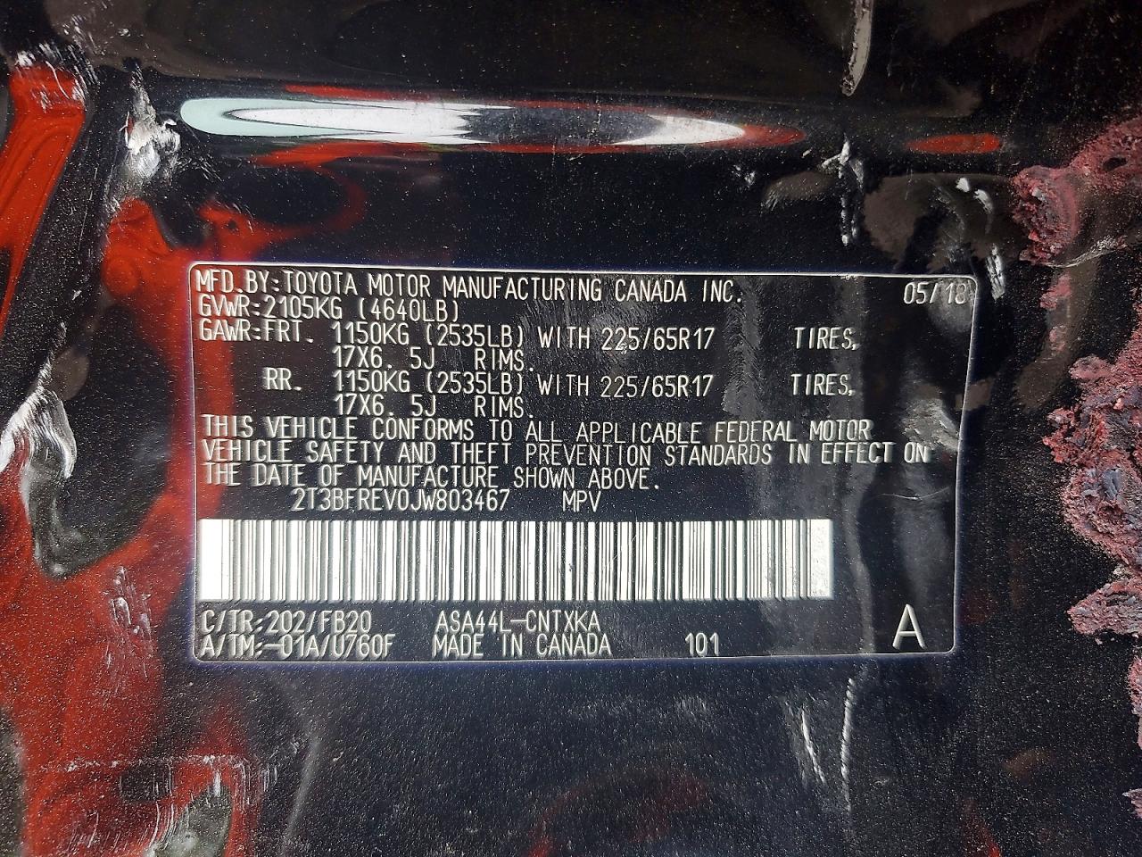 2018 Toyota Rav4 Le Черный vin: 2T3BFREV0JW803467