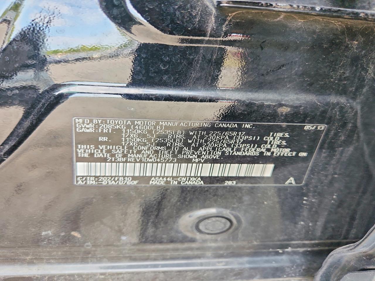 2013 Toyota Rav4 Le Черный vin: 2T3BFREV1DW045773