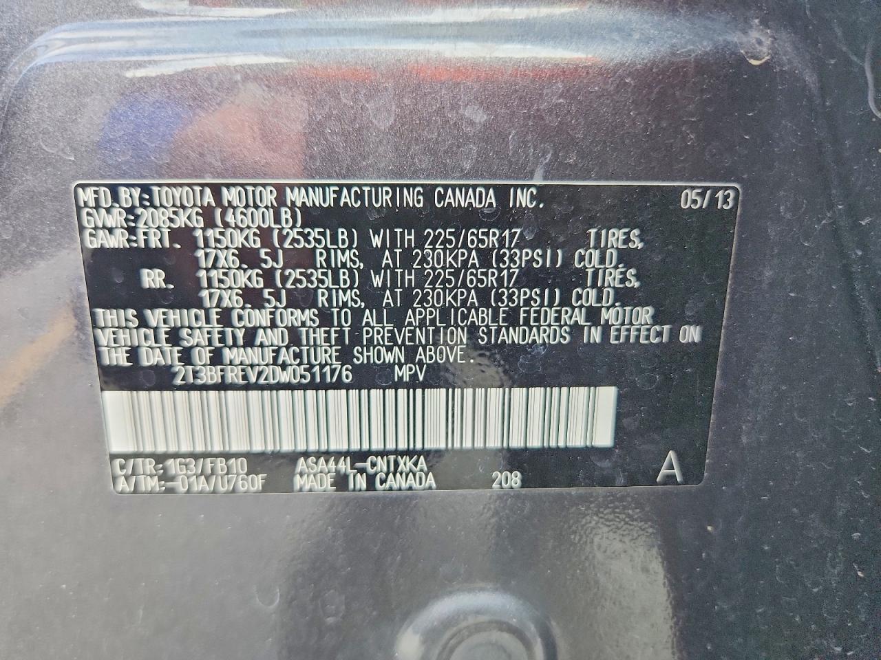 2013 Toyota Rav4 Le Gray vin: 2T3BFREV2DW051176