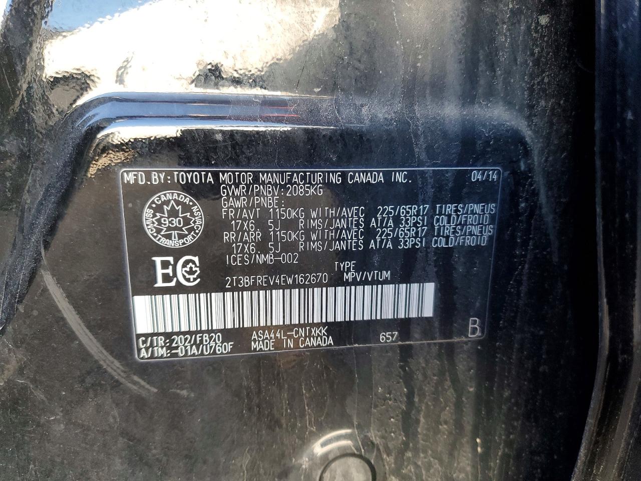 2014 Toyota Rav4 Le Black vin: 2T3BFREV4EW162670