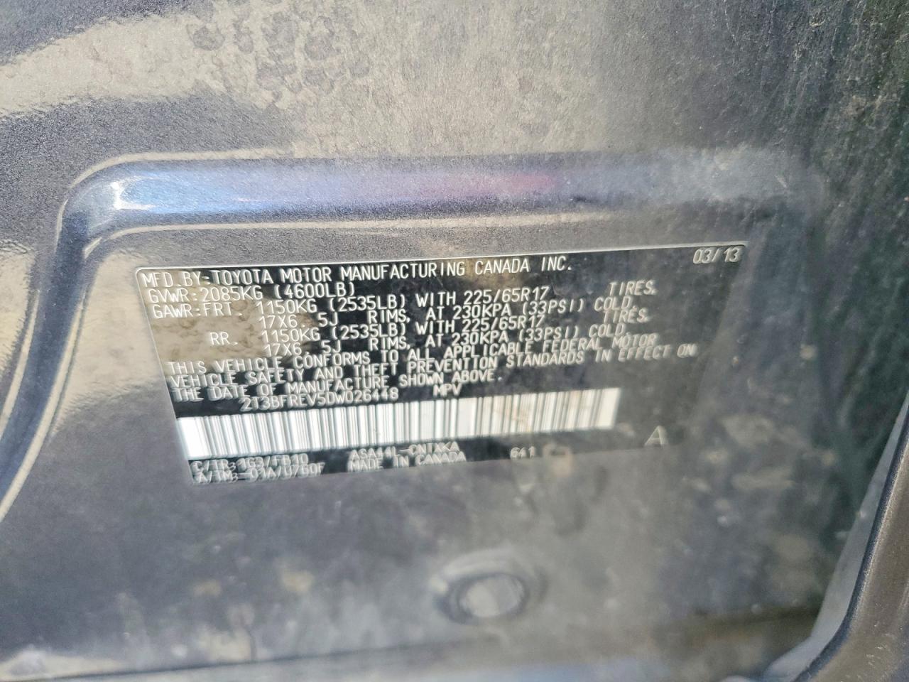 2013 Toyota Rav4 Le Серый vin: 2T3BFREV5DW026448